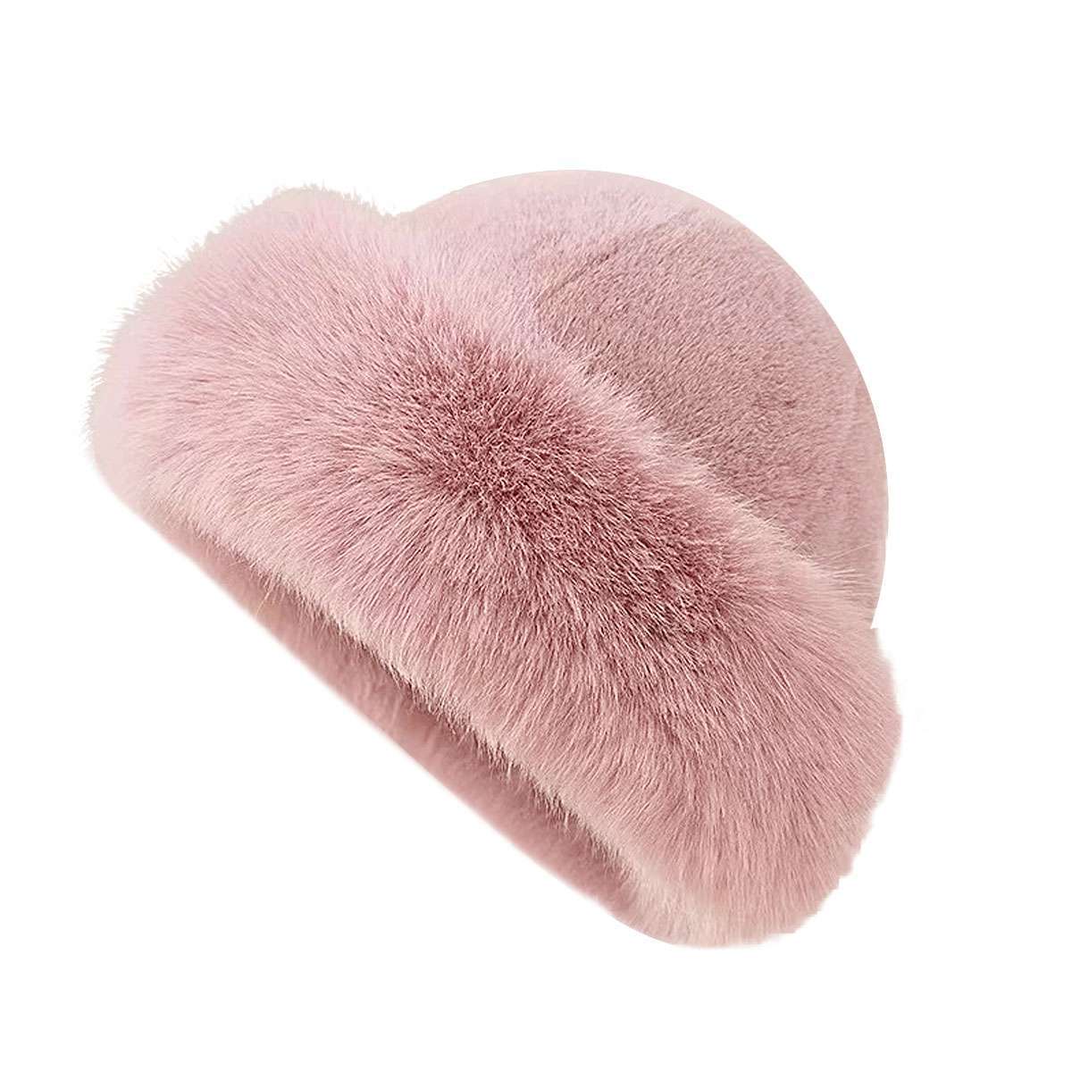Fluffy Fur Fisherman Hat Women Winter Plush Ear Protection Cap Windproof Warm