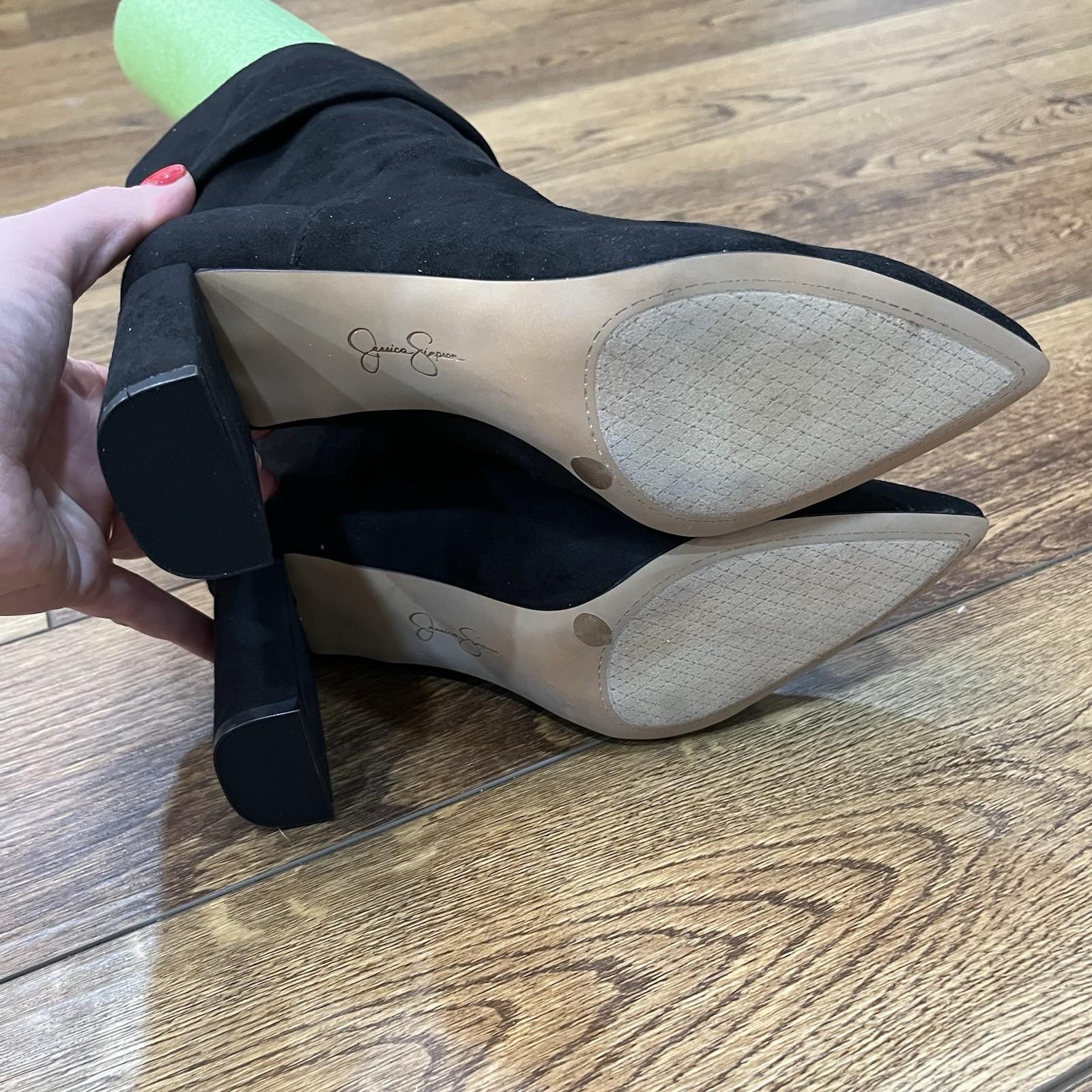 Jessica Simpson Black Textile Pointed Toe Pull On Ankle Boots 8.5 M