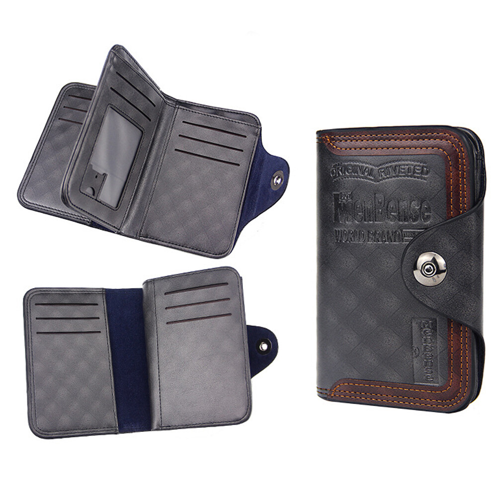 Vintage Men’s S4 Retro Leather Wallet Vertical Section Credit Card Holder Hasp