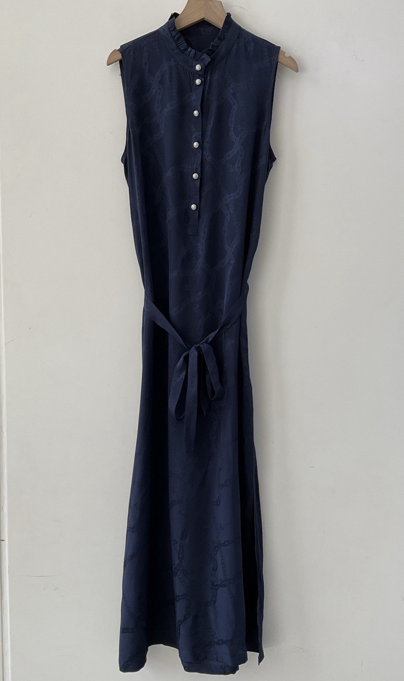 New Zadig&Voltaire Women Summer Silk Slim Jacquard A-Line Sleeveless Dress XS-L