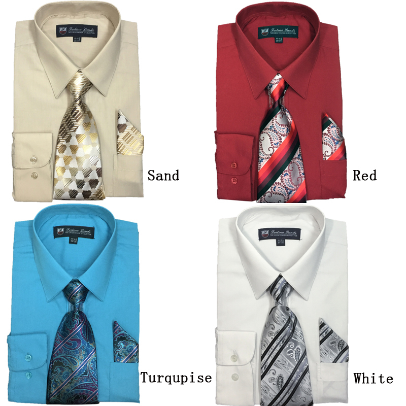 New Men’s Cotton Blend Dress Shirt with Tie and Handkerchief 22 colors 21