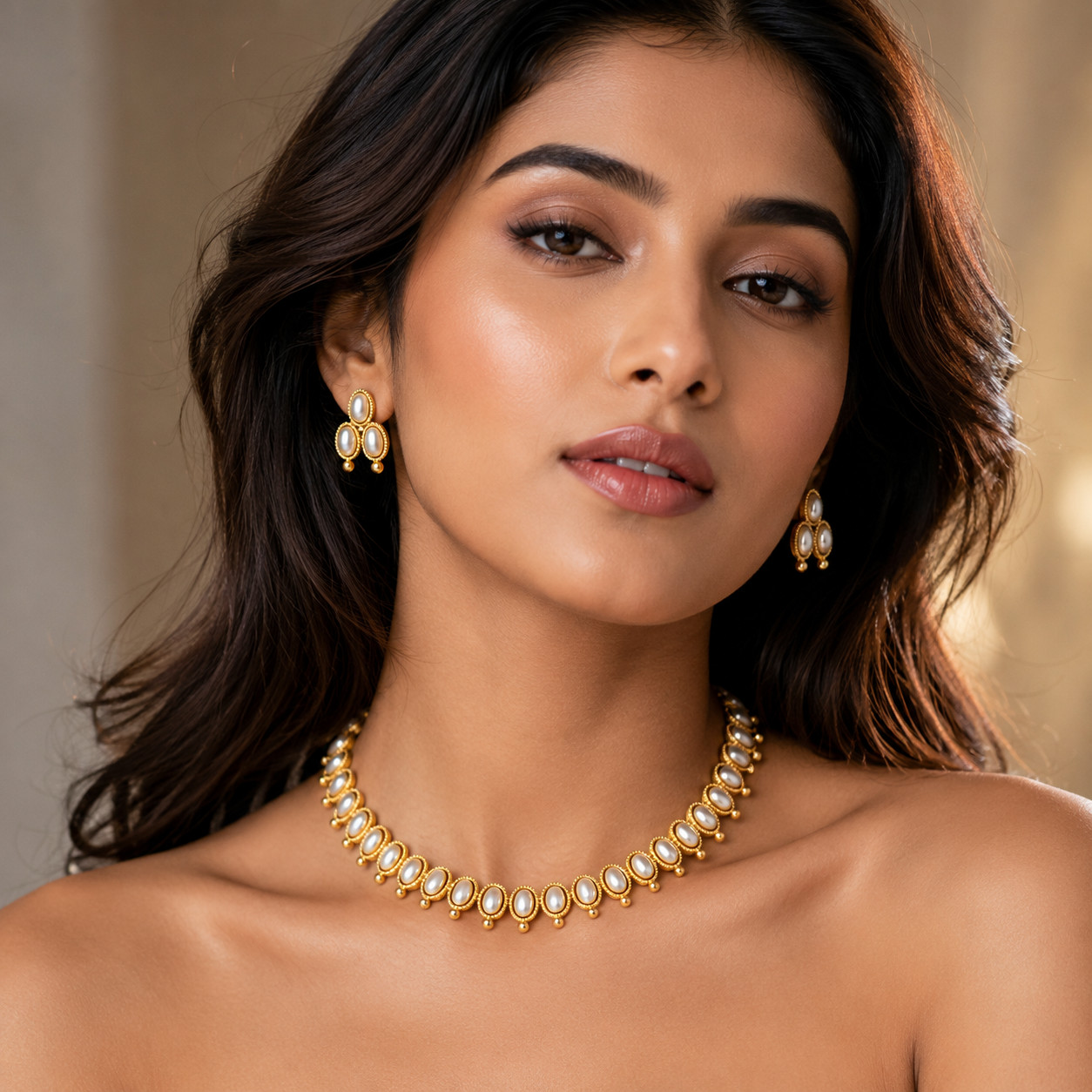 Indian Bollywood Gold Plated Kundan Choker Bridal Necklace Earrings Jewelry Set