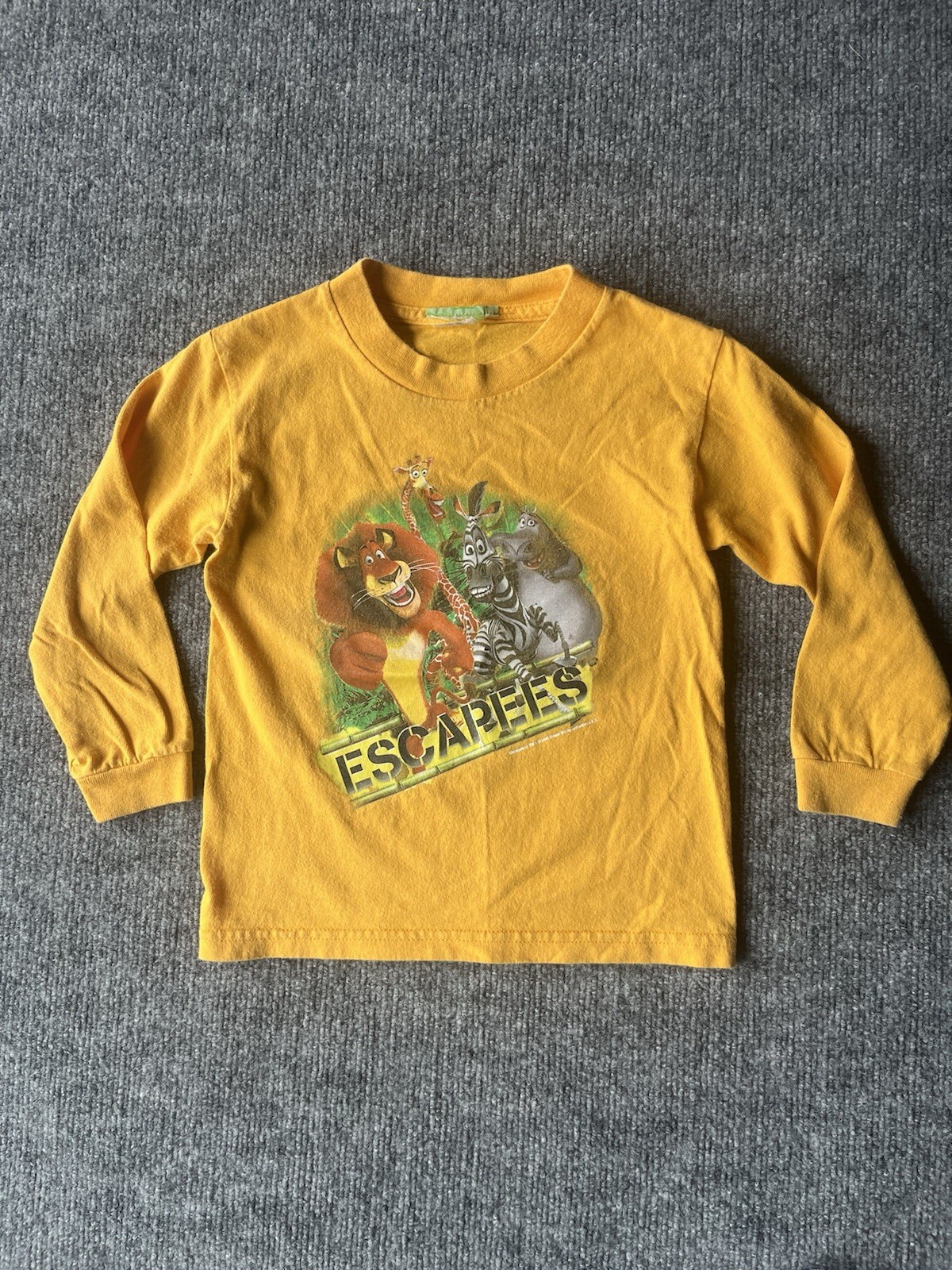 Kids Madagascar Escapees Movie Shirt Long Sleeve Yellow Size 8-10