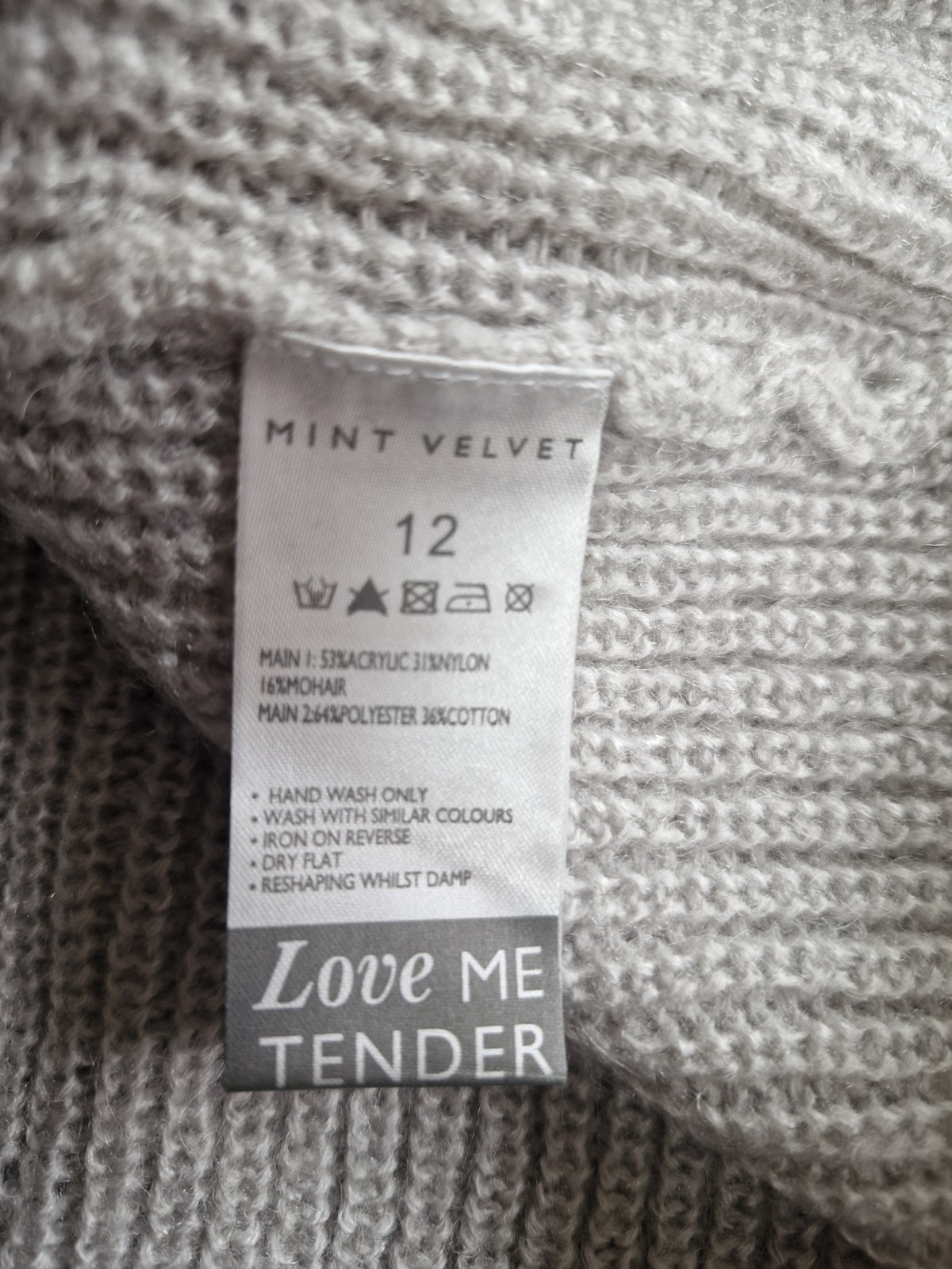 Mint Velvet Hygge Grey Sequin Fleece Knit Sweater Jumper Mohair Size 12