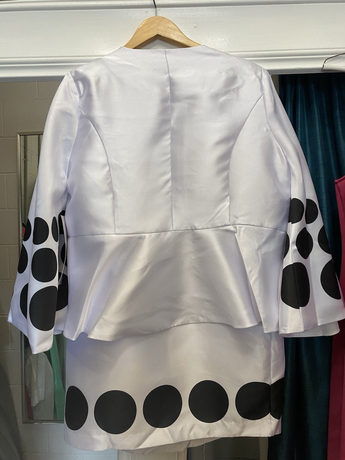Ashro Women’s 2-Piece Skirt Suit Polka Dot Lined 3/4 Sleeve 18W