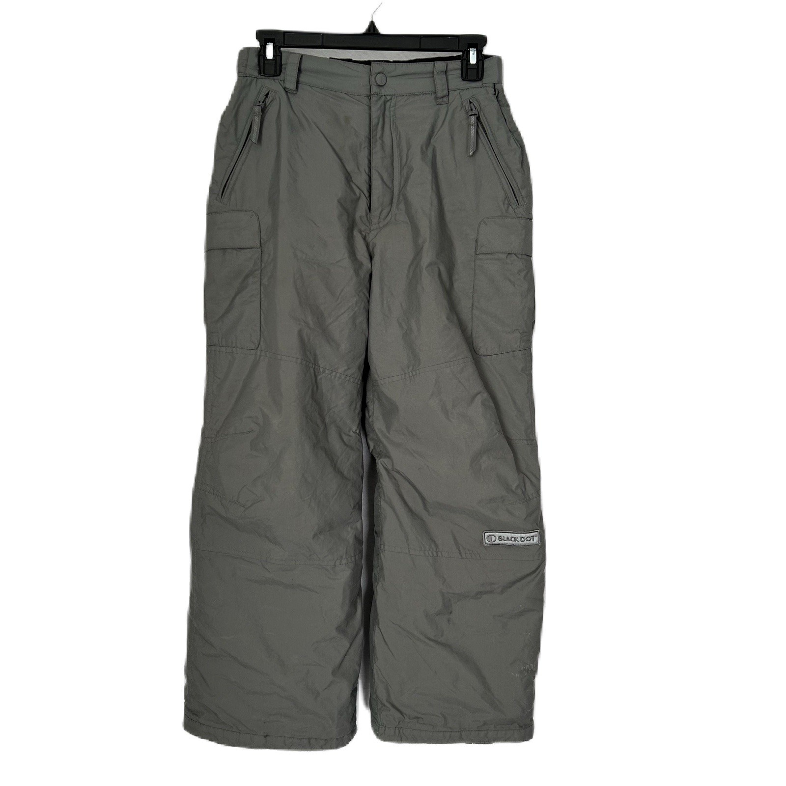 Black Dot Ski Pants Boys L Gray Water Proof Snow Board Insulated Outdoor Youth