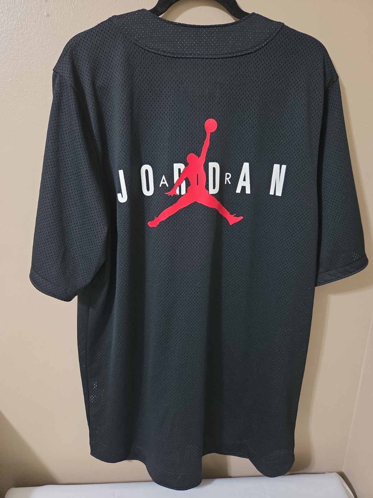 Nike Jordan Air Mesh Baseball Jersey Mens XL Black Jumpman Logo