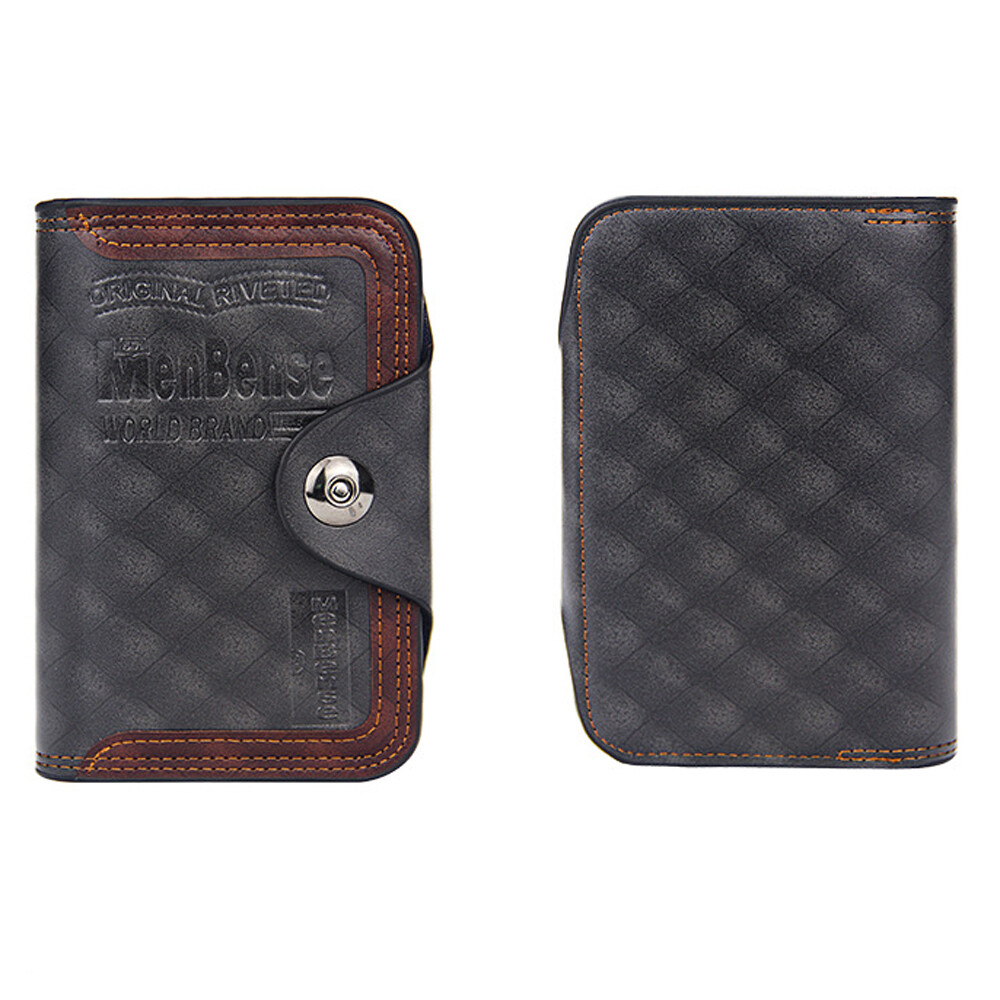 Men’s S4 Retro Leather Vertical Section Credit Card Holder Wallet With Hasp US