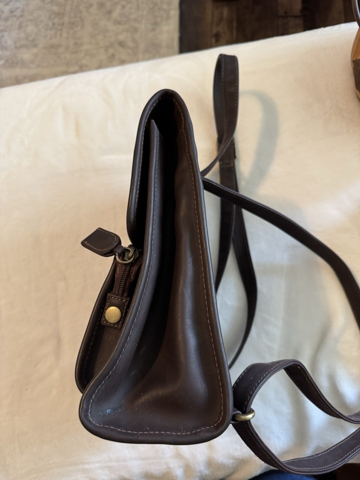 Vintage Fratelli Brown Leather Backpack Purse 10 X 8.5 Inches