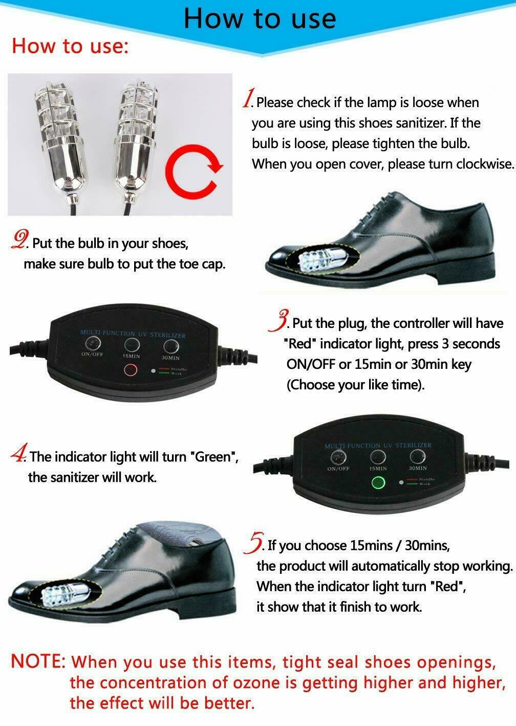 Electric Deodorizer Specially Designed for shoes, UV Shoe Sanitizer with Timer