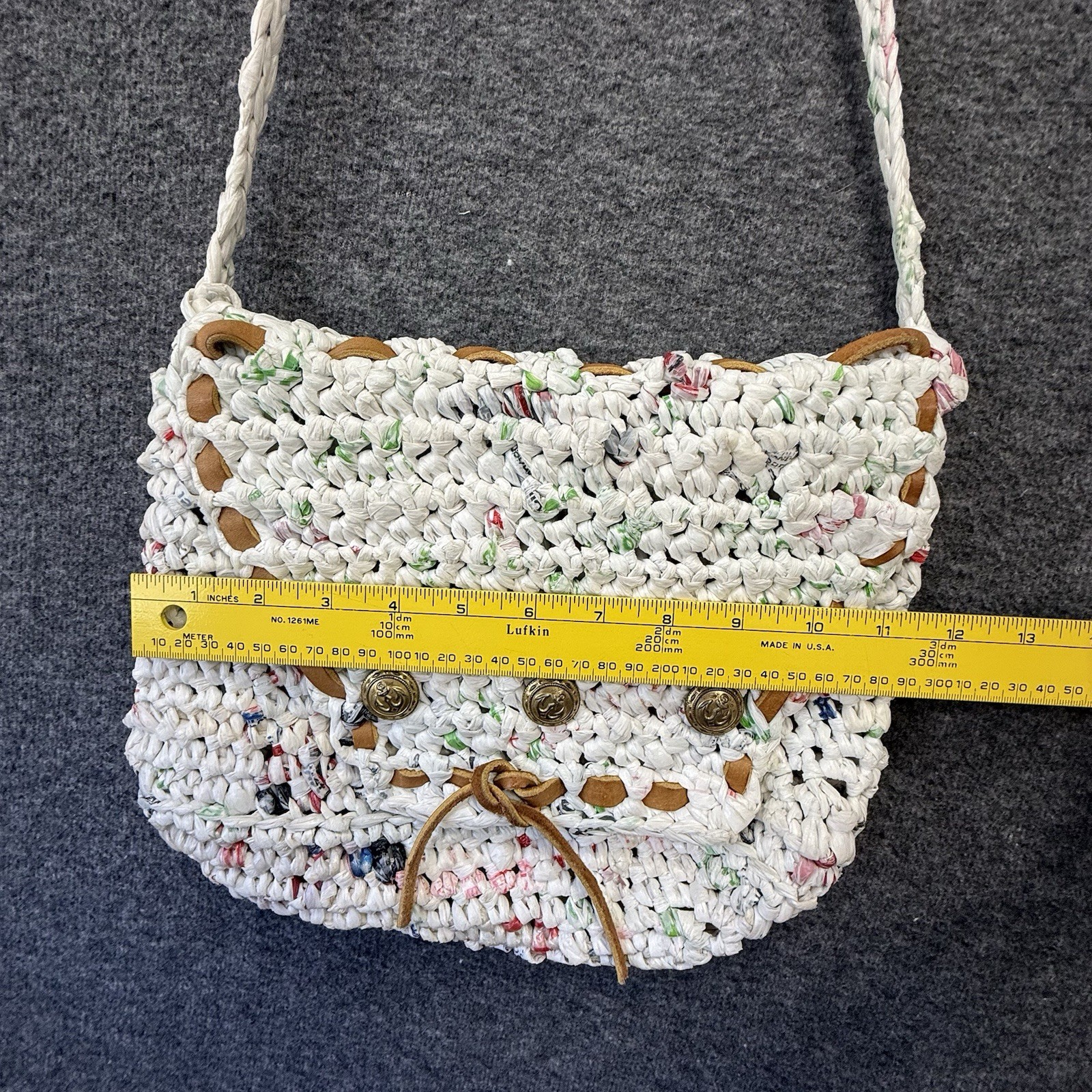 Handmade Recycled Woven Plastic Grocery Bag Tote Eco Friendly Upcycled Purse