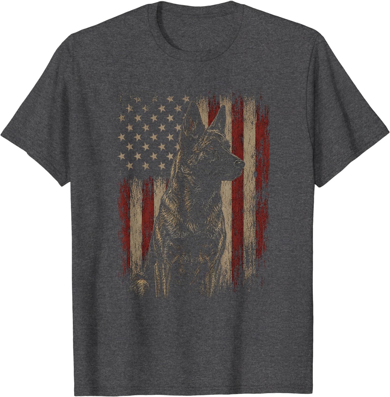 American Flag Dutch Shepherd Artwork Design T-Shirt