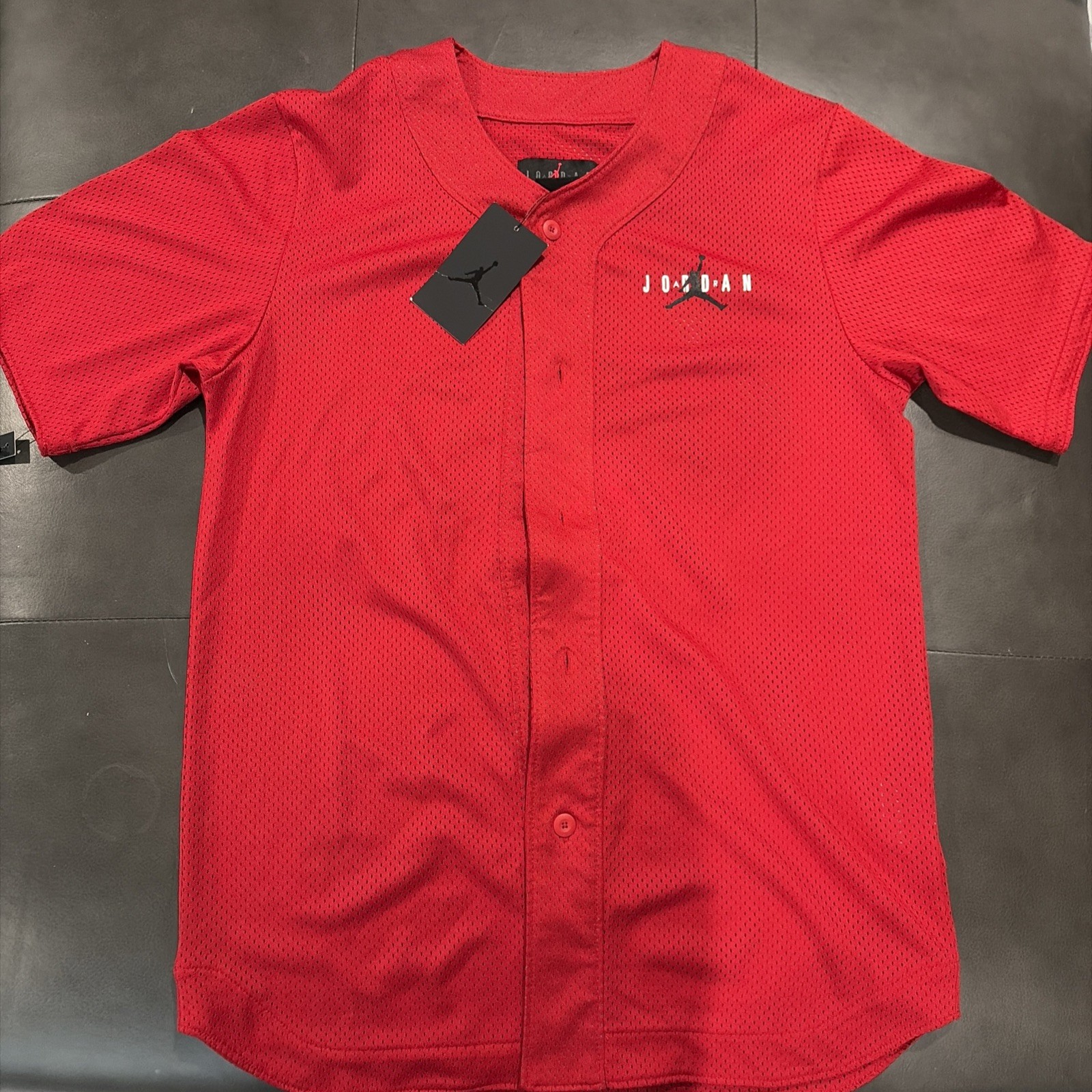 Nike Jordan Air Mesh Baseball Jersey Mens Medium Red Jumpman Logo