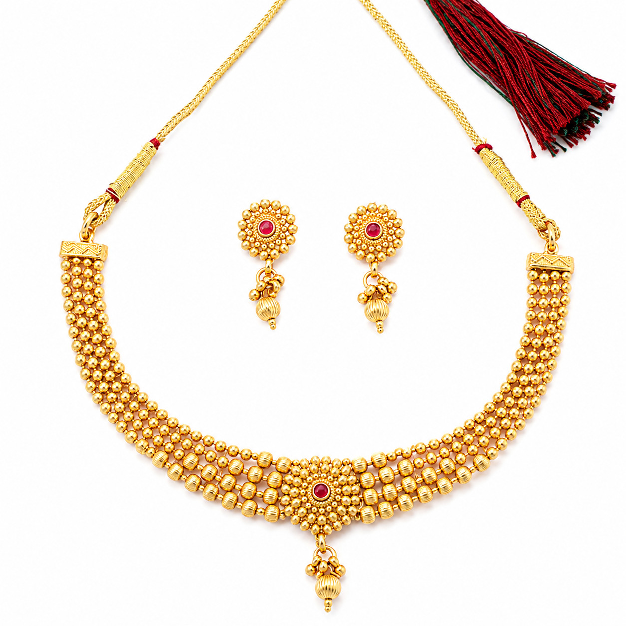Indian Bollywood Gold Plated Kundan Choker Bridal Necklace Earrings Jewelry Set