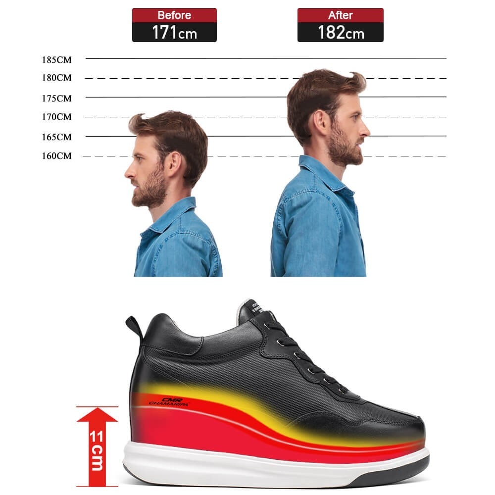 us6.5 CHAMARIPA 11cm/4.3″ elevator shoes men Height Increase high top sneaker