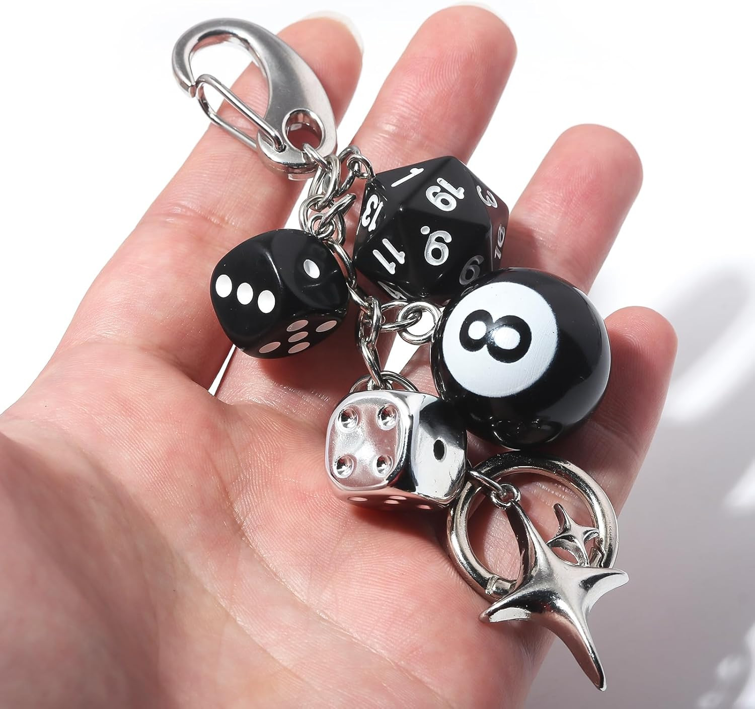 8 Ball Dice Charm Keychain – Cute Bag Purse Handbag Accessories – Y2K Aesthetic