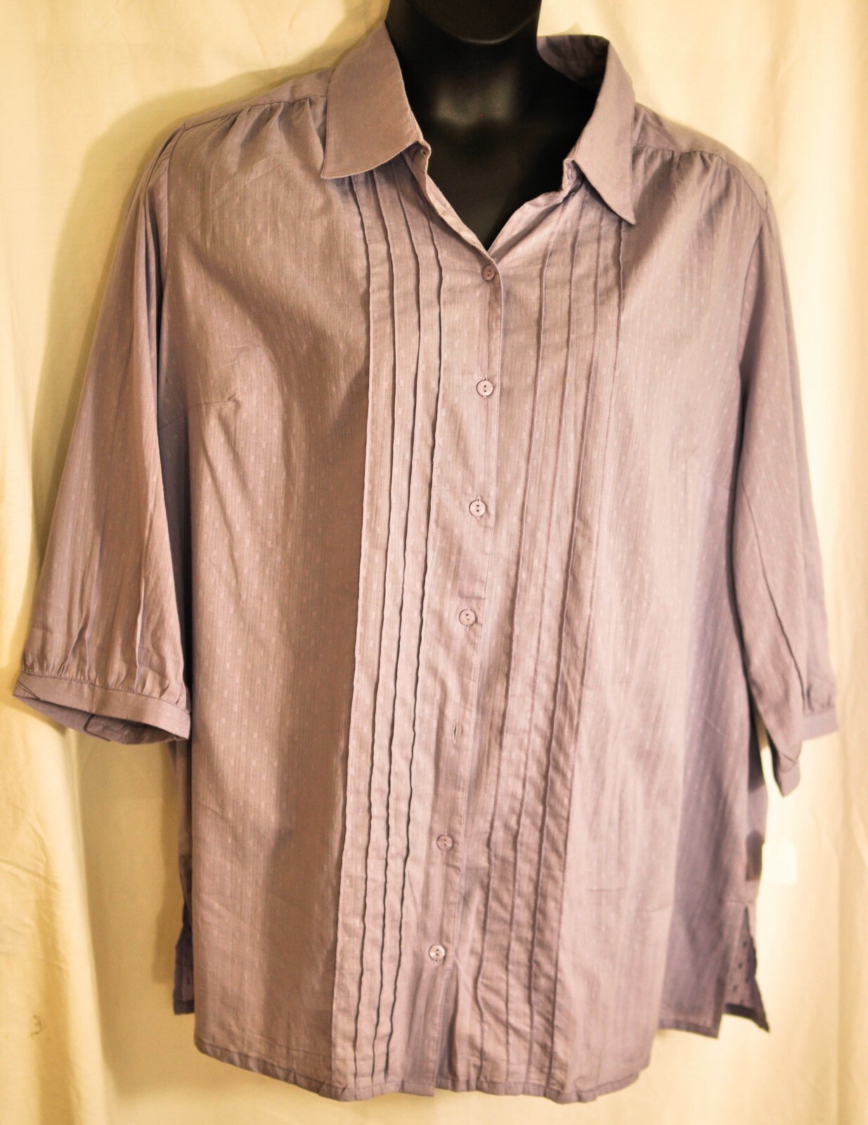 women’s ONLY NECESSITIES light purple 3/4 sleeves blouse size 1X 100% cotton