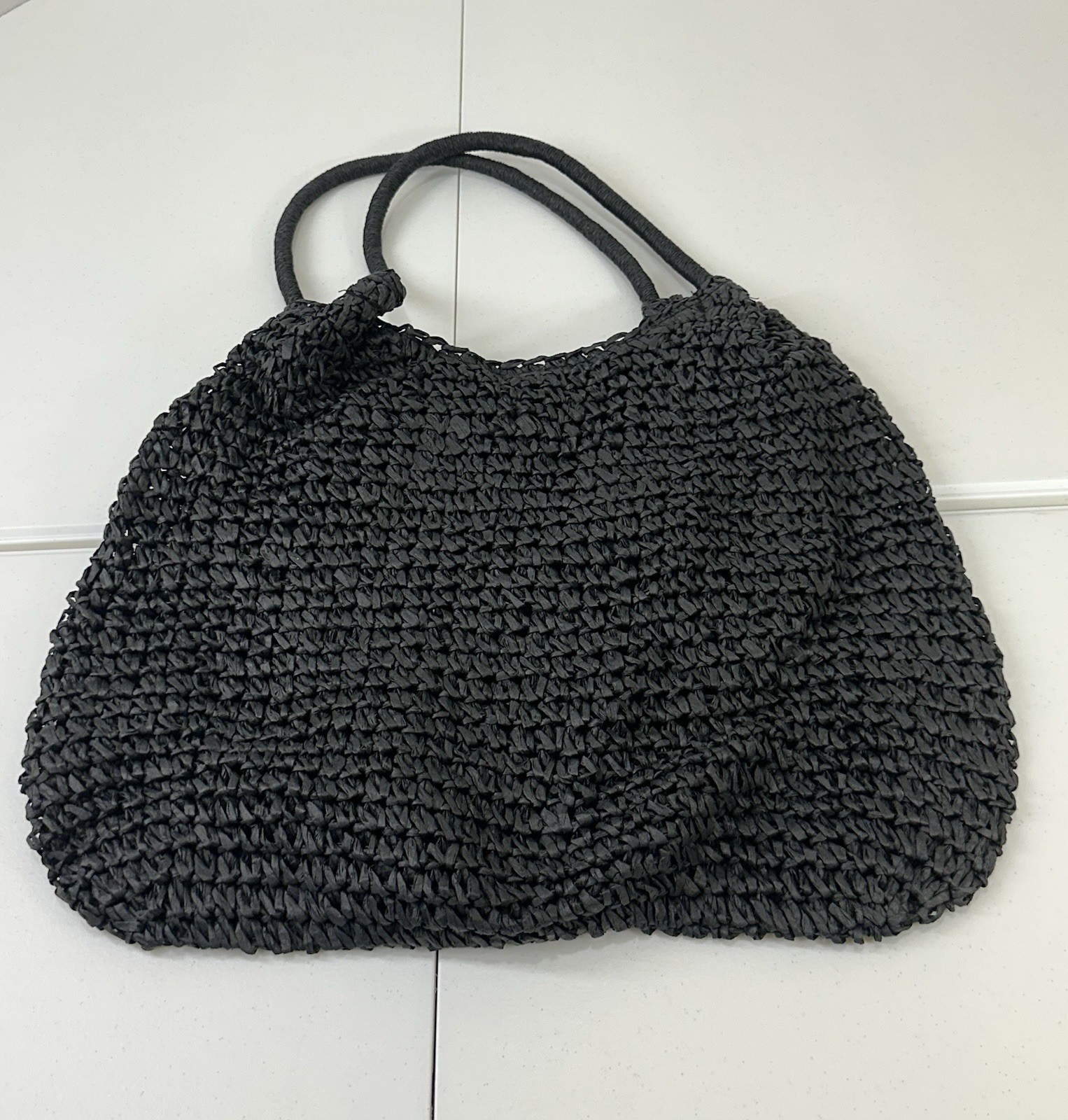 AIZHIYI Straw Beach Bag Black Retro Straw Handbag Hasp Closure Beach Tote