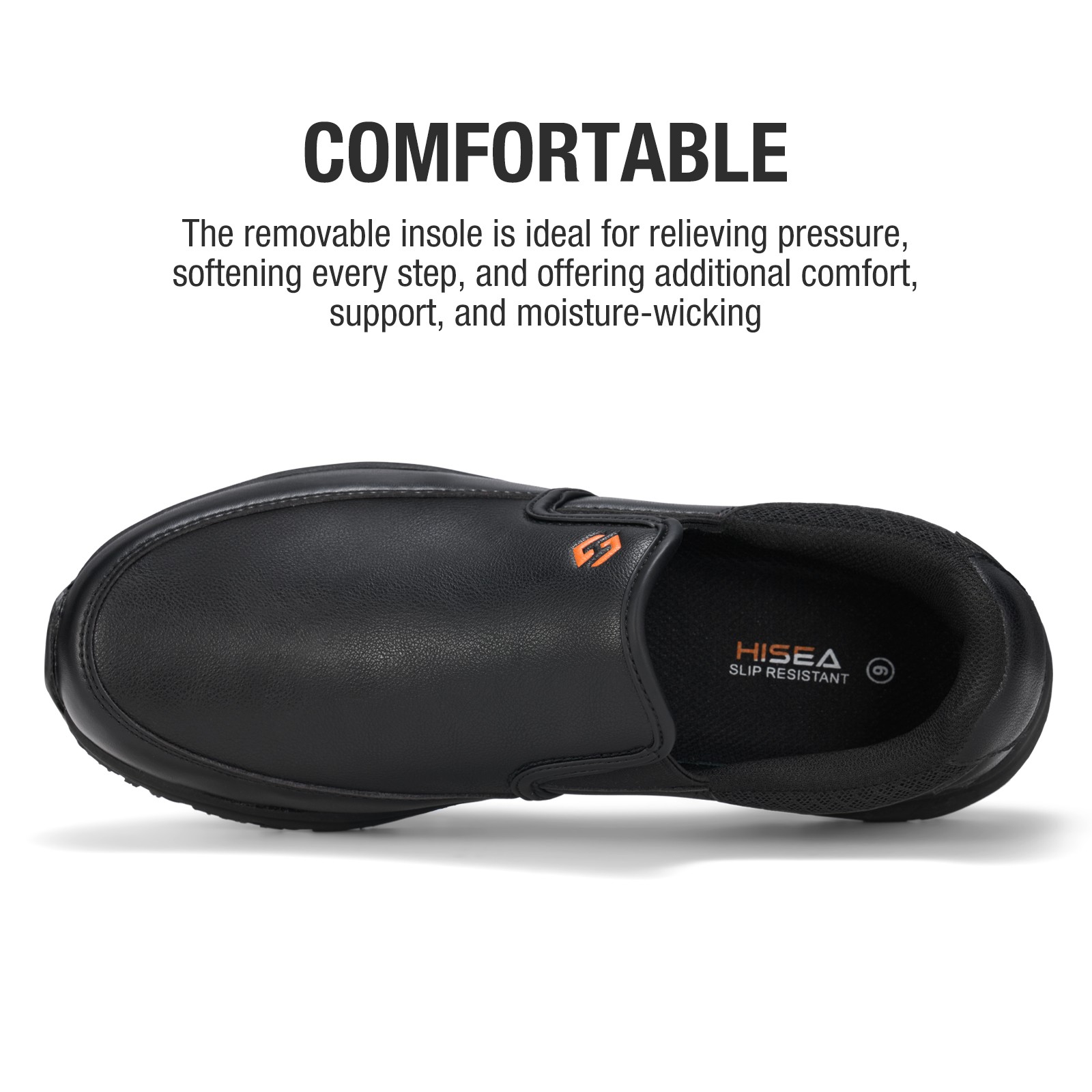 HISEA Men’s Non-Slip Shoes Slip-On Chef Shoes Water Resistant Kitchen Work Shoes