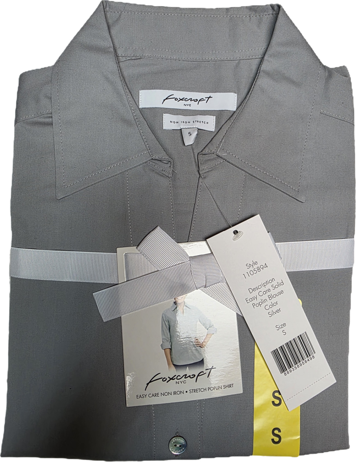 NEW Foxcroft Womens Collared Button Down Dress Shirt Easy Care Poplin Blouse