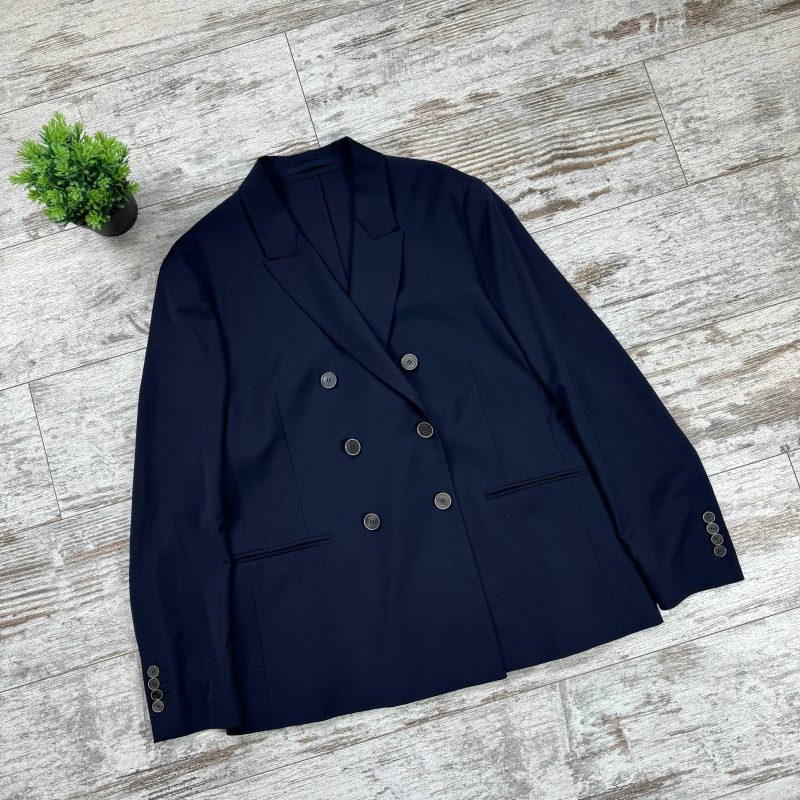 Eleventy Blazer Men’s Navy Blue Double Breasted 6 Button Double Vented Size 48