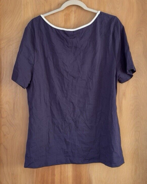 Bloomchic Navy Blue White Border Tie Front T Shirt Blouse U.S. Size 18-20 NWT