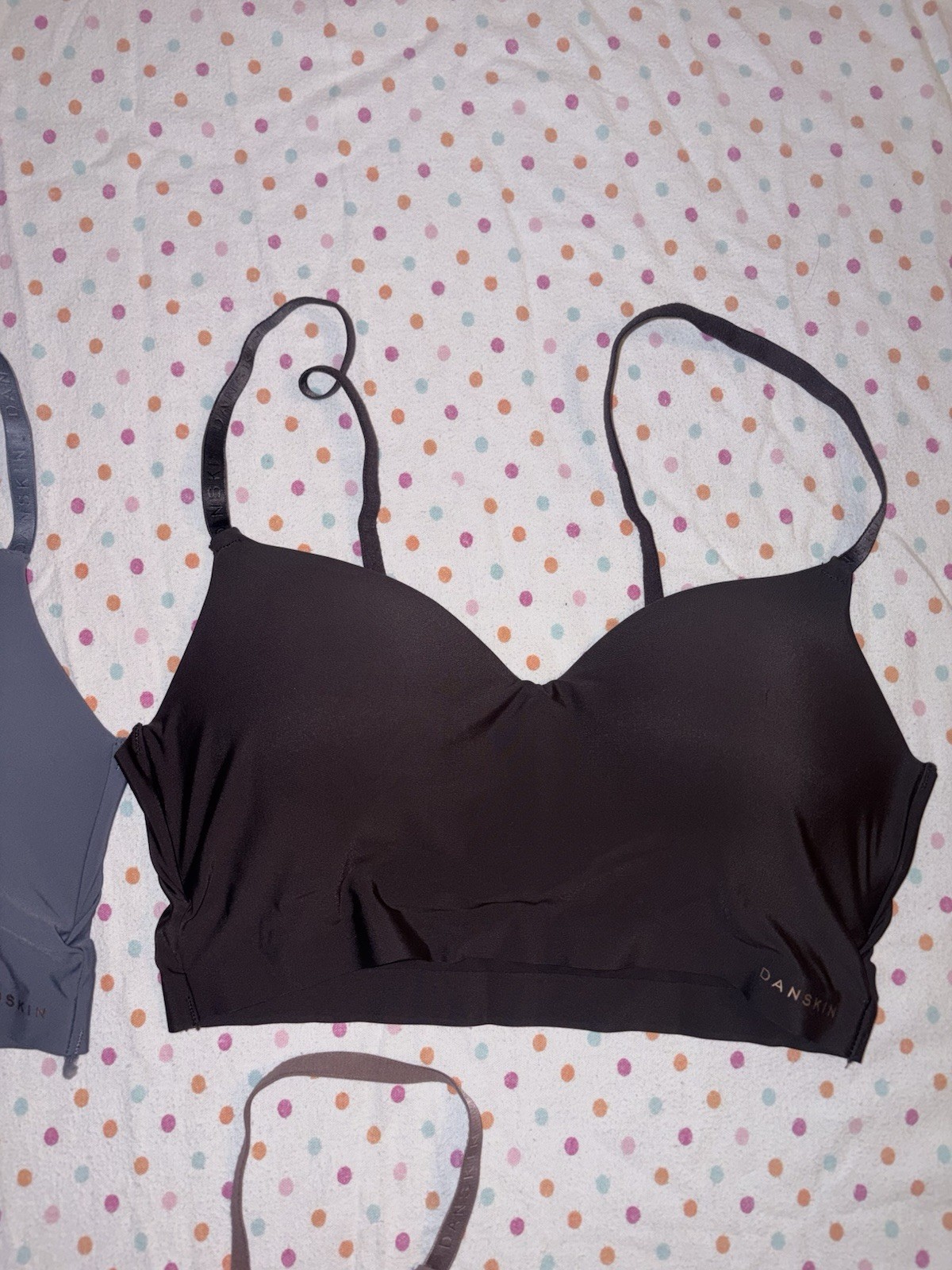 Danskin Intimates Seamless Wireless Bralette Set of 3 Blue Brown Taupe 34C