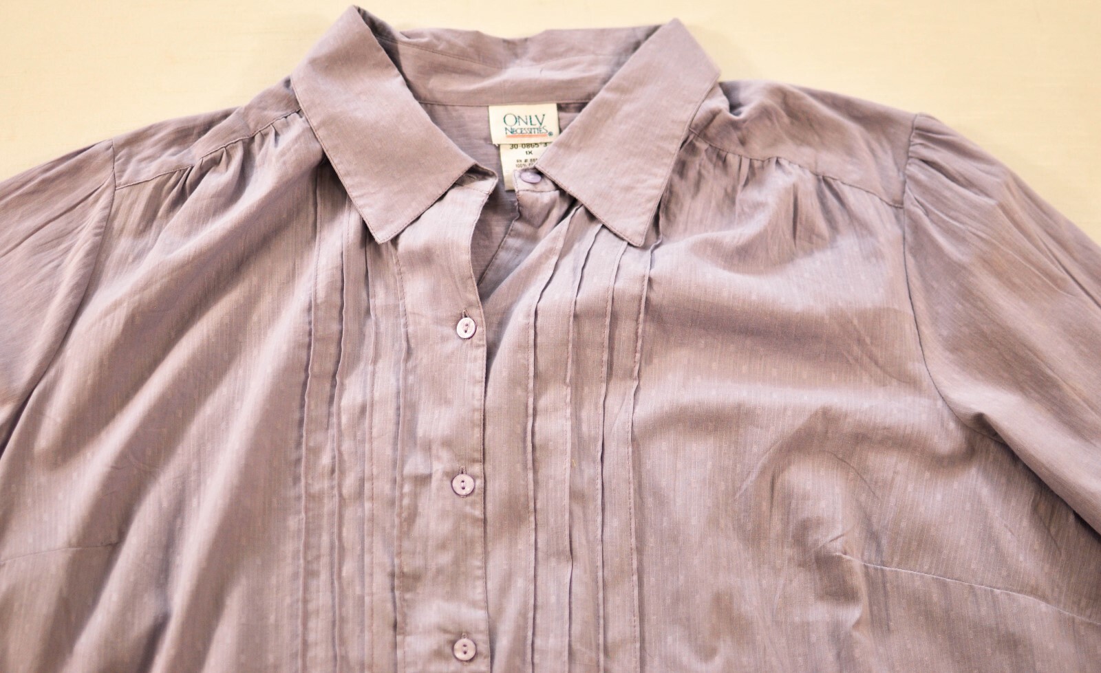 women’s ONLY NECESSITIES light purple 3/4 sleeves blouse size 1X 100% cotton