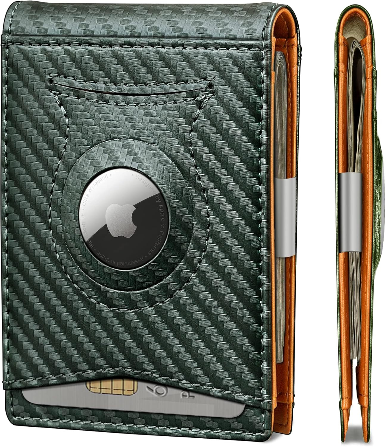 KS Mens Wallet Gift Airtag or Standard Use,Slim Front Pocket Leather Wallet Mone