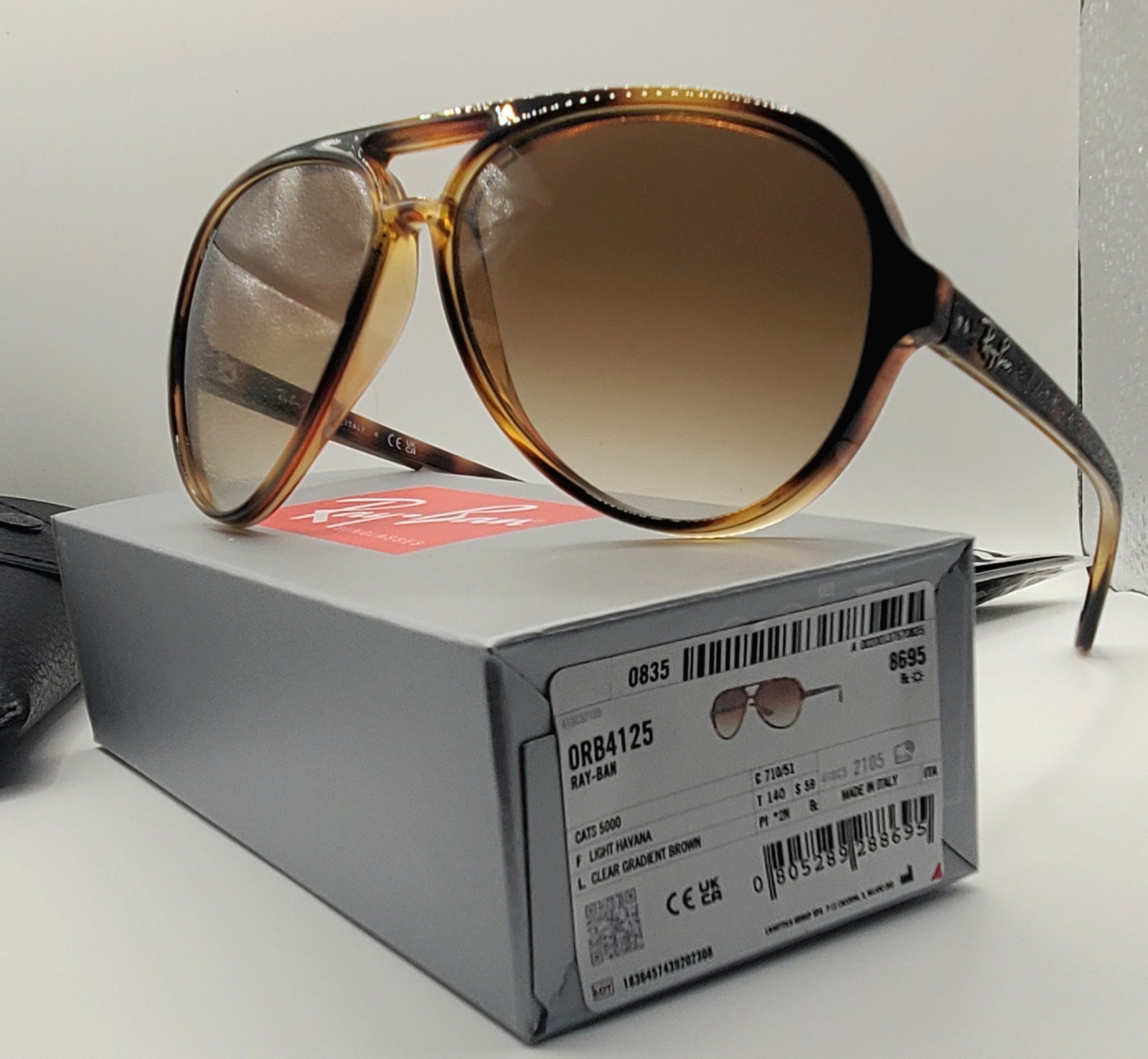 New Ray-Ban Cats 5000 Havana Brown Sunglasses RB4125 710/51 59MM Unisex