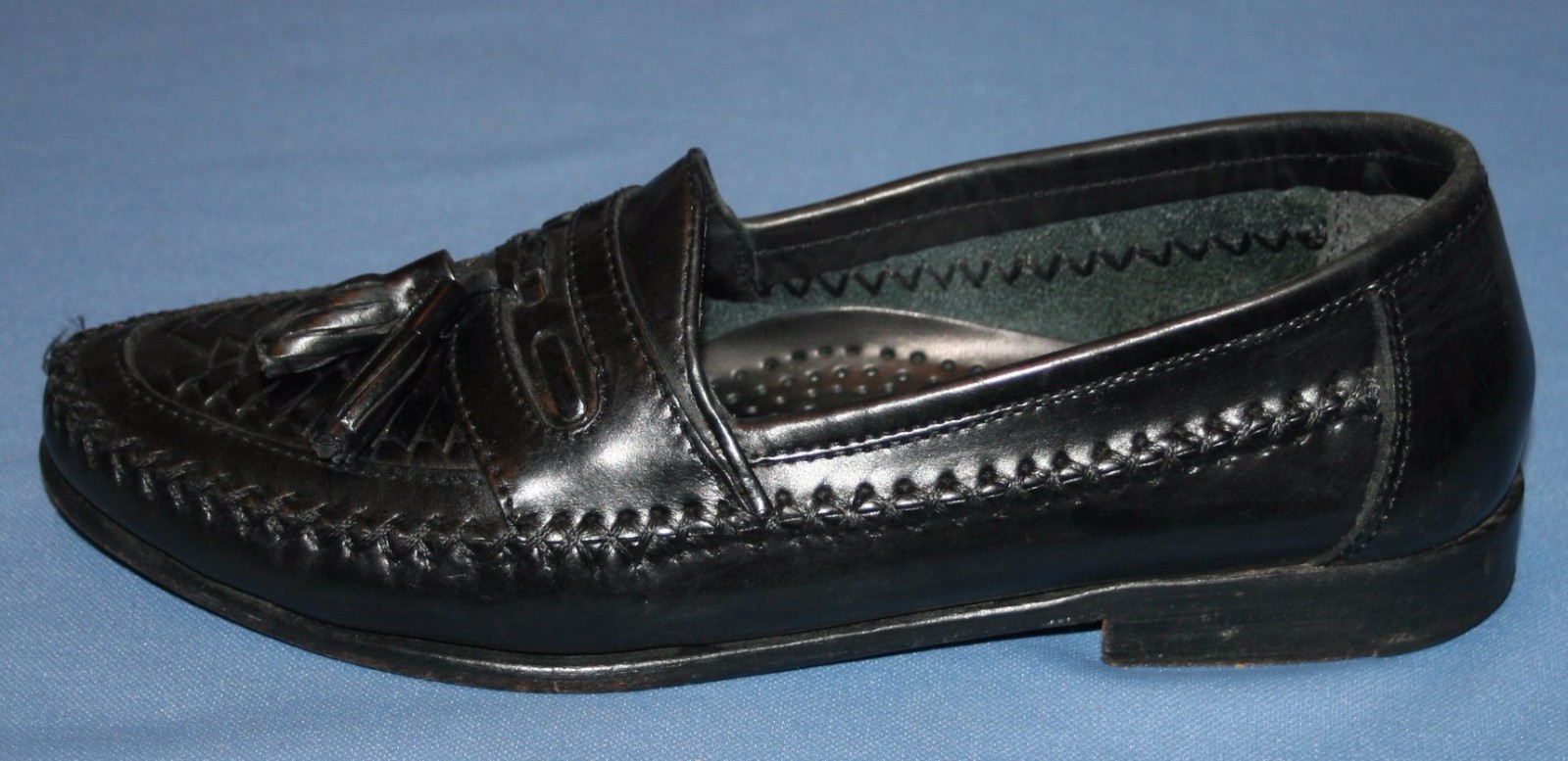 Forte Moda Sz 7D 7 D Black Leather Dress Shoes Slip On Tassle