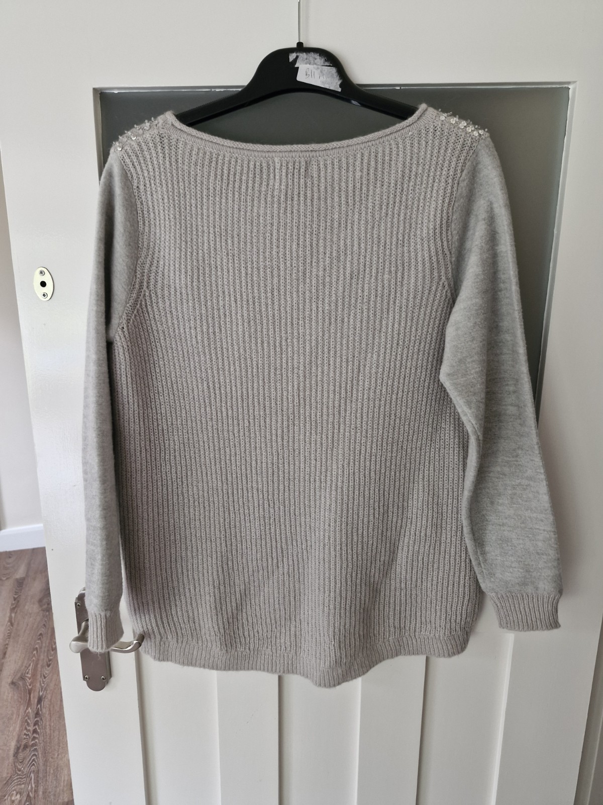 Mint Velvet Hygge Grey Sequin Fleece Knit Sweater Jumper Mohair Size 12