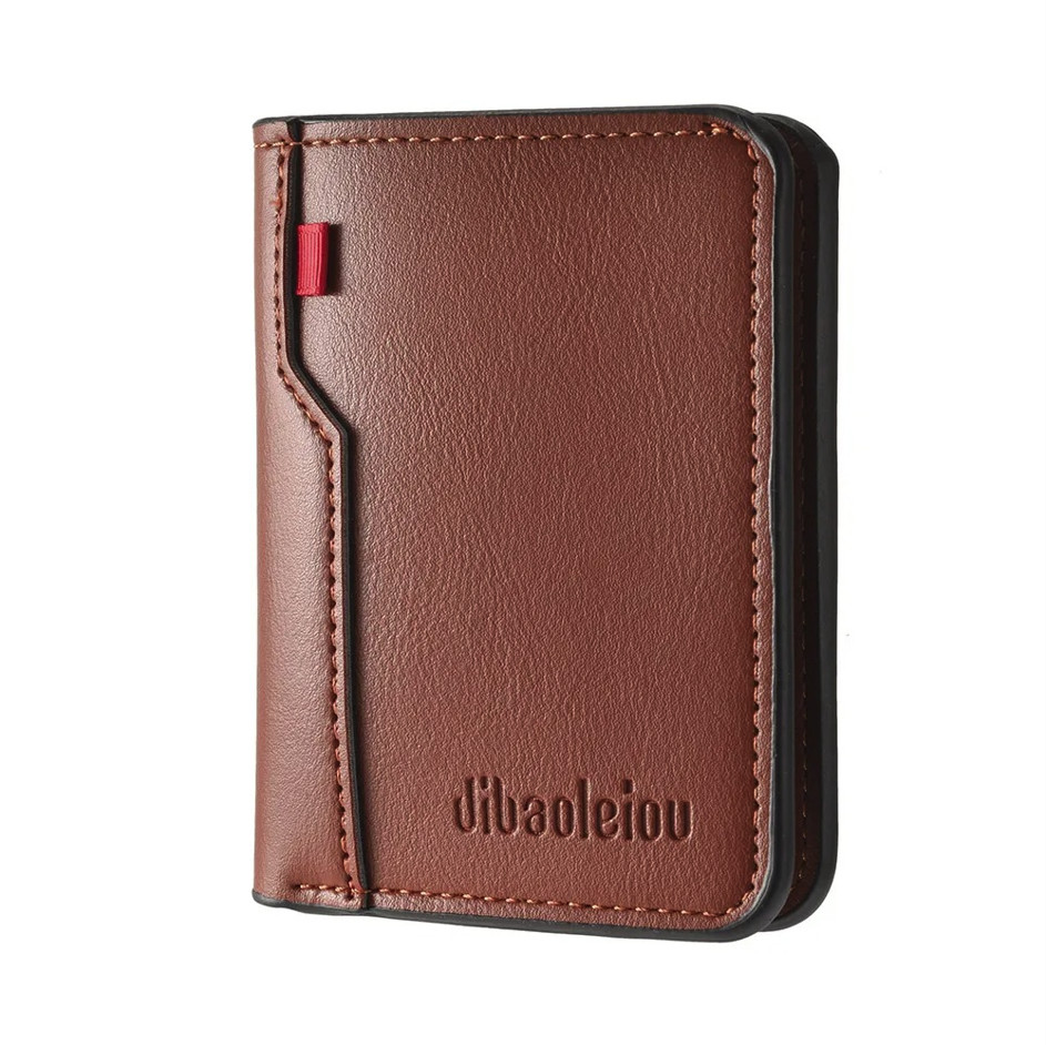 1pc Ultra-Thin Mini PU Leather Men’s Wallet Vertical Credit Card Holder – NEW