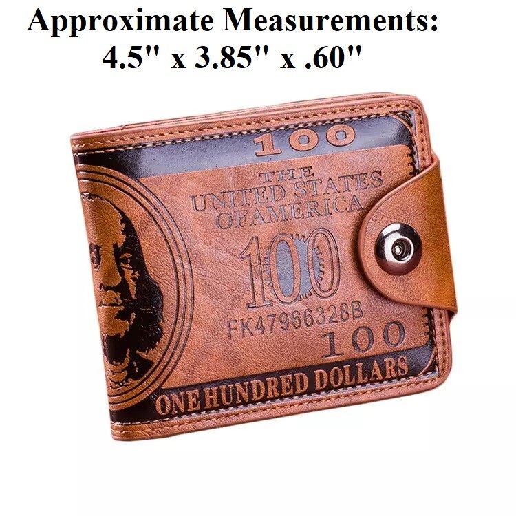 Men’s Wallet with Hasp US100 One Hundred Dollar Embossed Vintage Brown