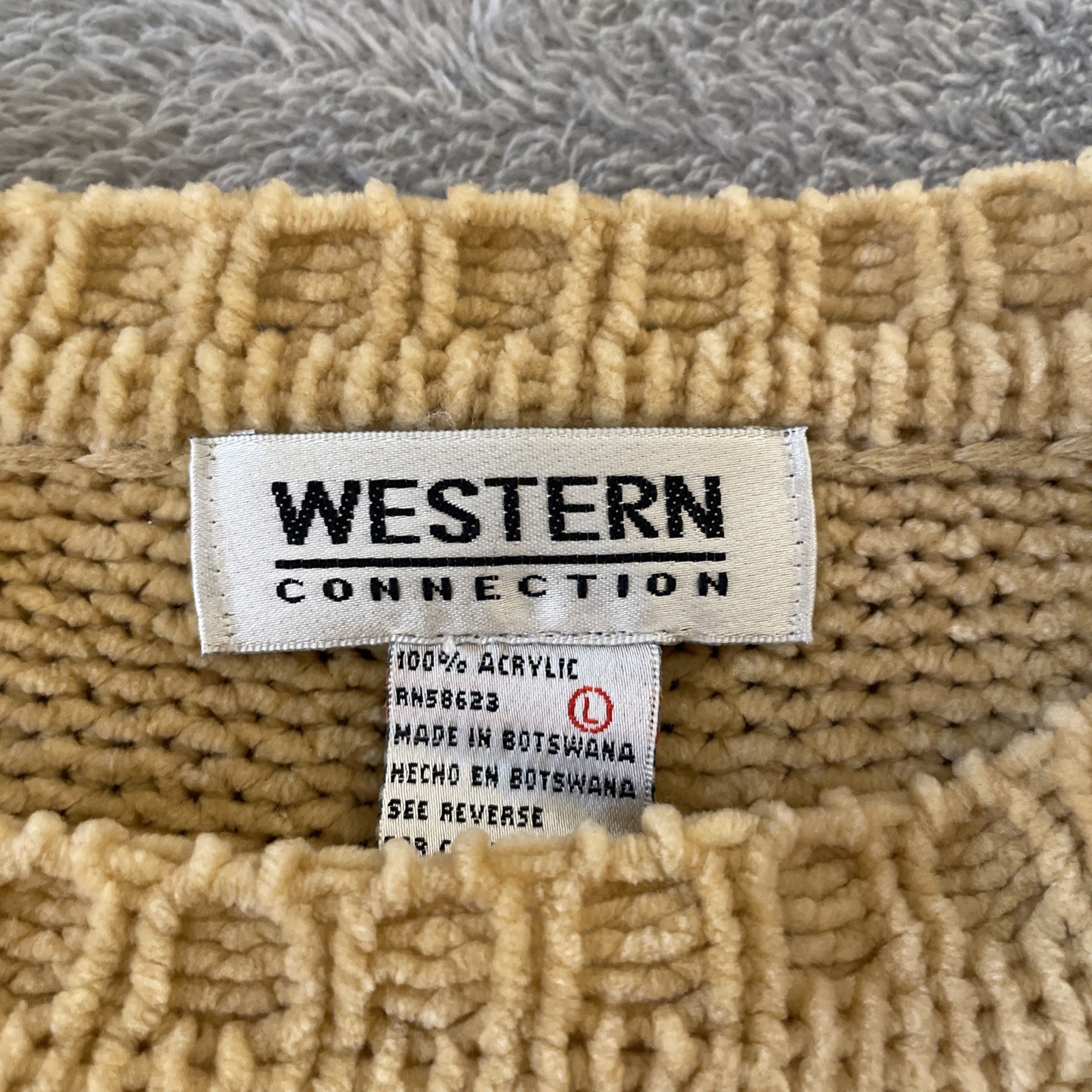 Vintage Western Connection Cable Knit Sweater Men’s Large L Fisherman Beige Top