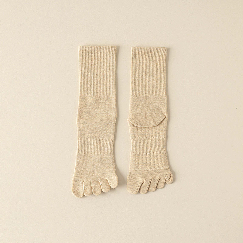 Women Crew Ankle Five Finger Toe Solid Casual Mesh Color Cotton 5-9 Socks 5Pairs