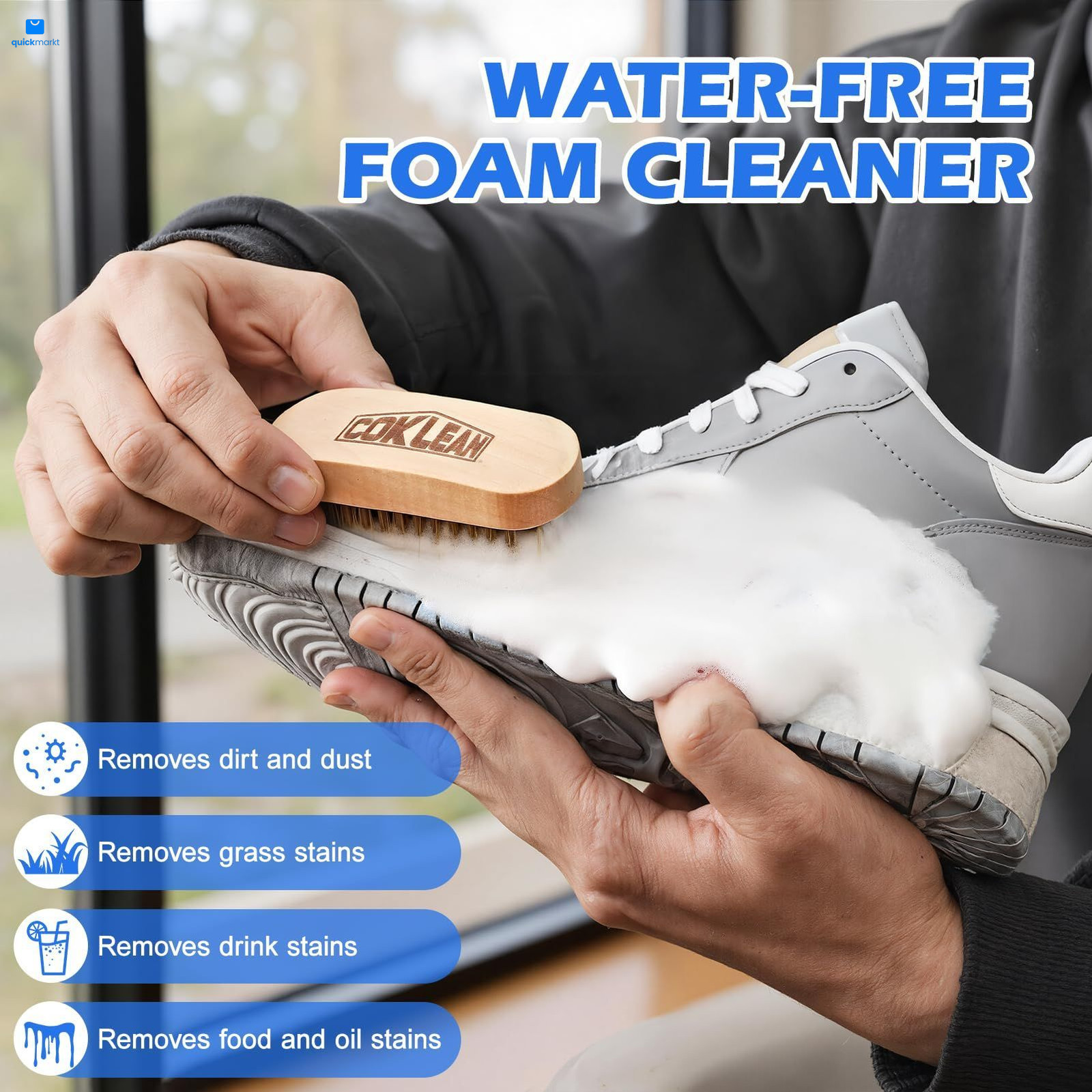 Coklean Foam Shoe Cleaner, White Sneaker Cleaner Kit for Standard, 1 Pack