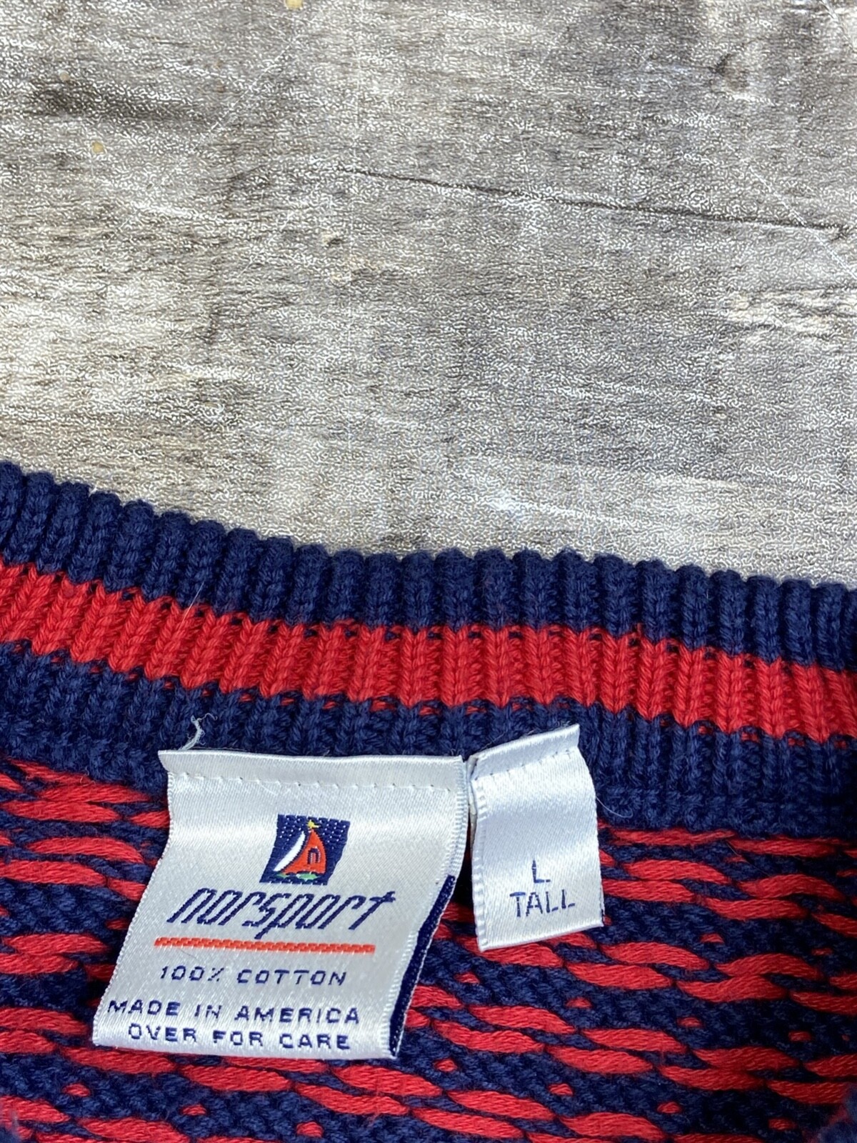 Norsport Crew Neck Sweater Men’s LT Birdseye Fisherman Heavy Cotton Pullover USA