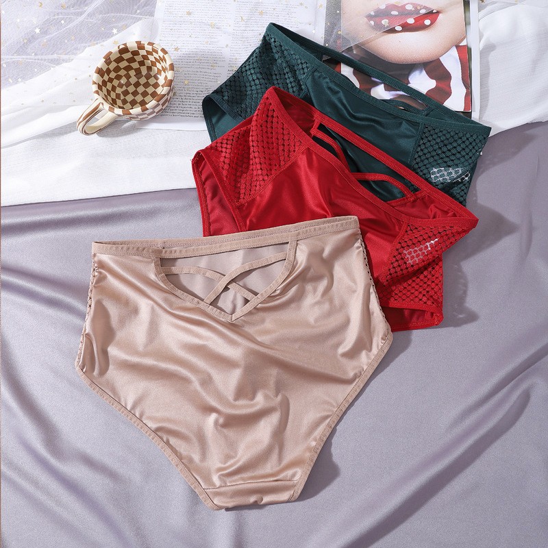 3 Pack Lot Sexy Womens Silky Satin Panties Underwear Brief See Through Lingeries