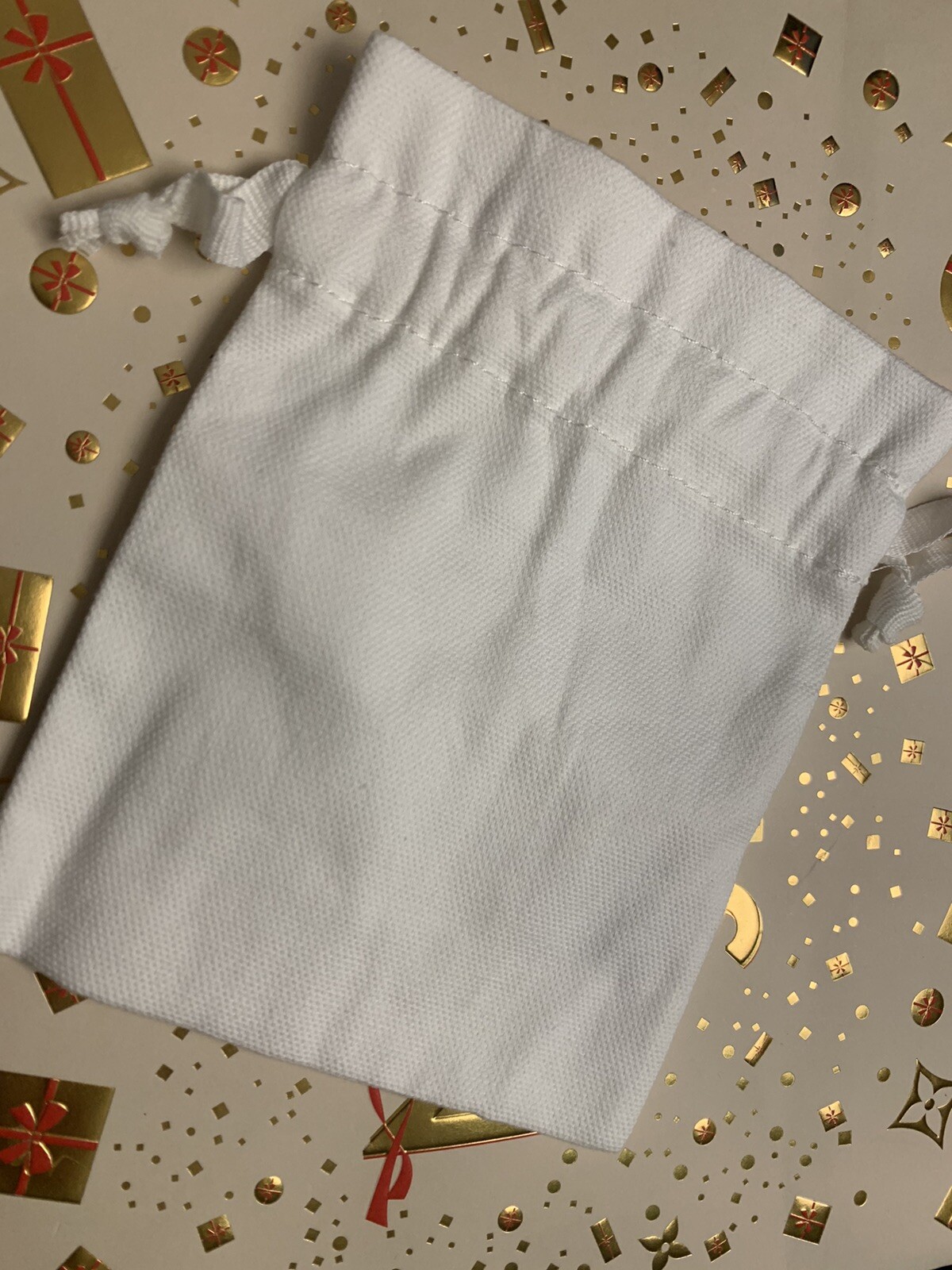 New Christian Dior White Mini Drawstring Cotton Dust Bags Jewelry Storage Pouch