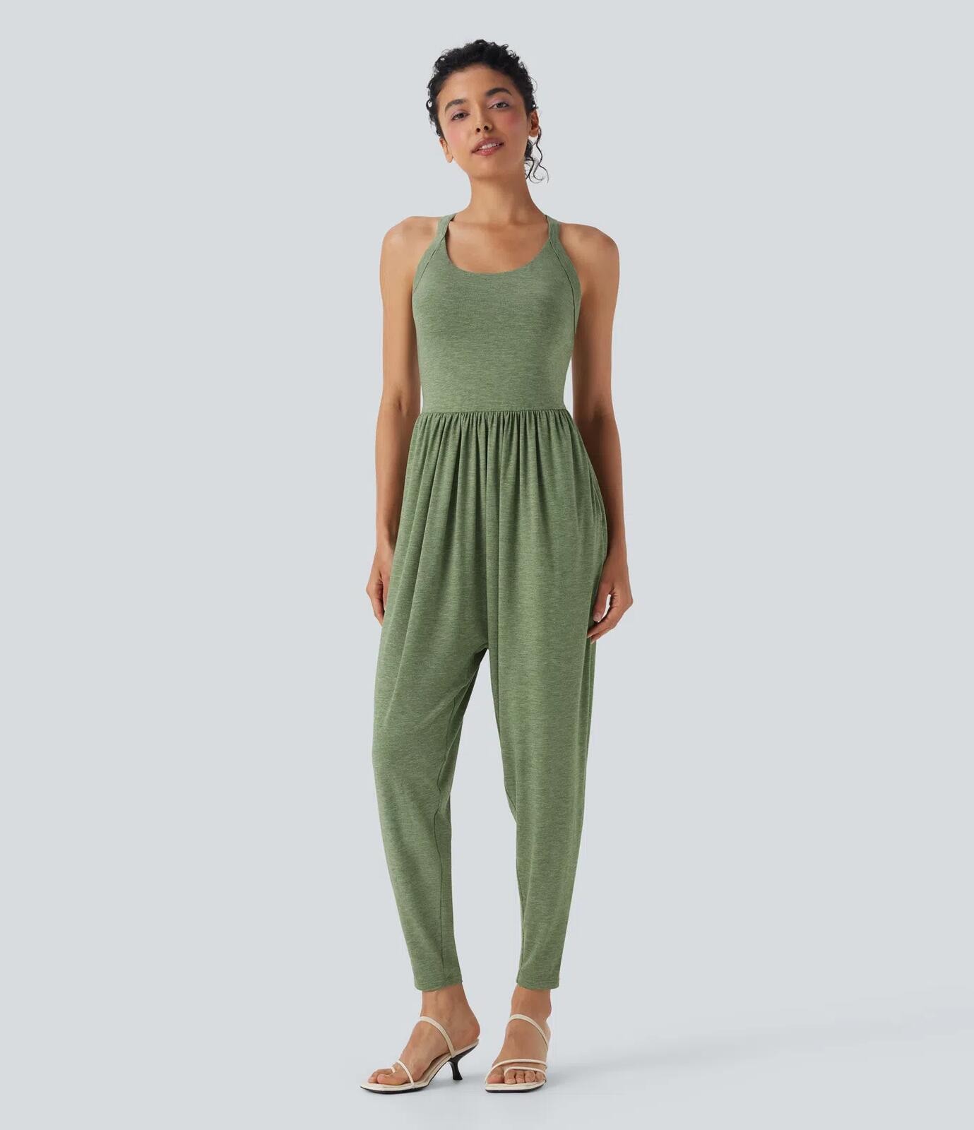 NWT Halara U Neck Harem Jumpsuit Pockets-Easy Peezy Edition Size Small Petite