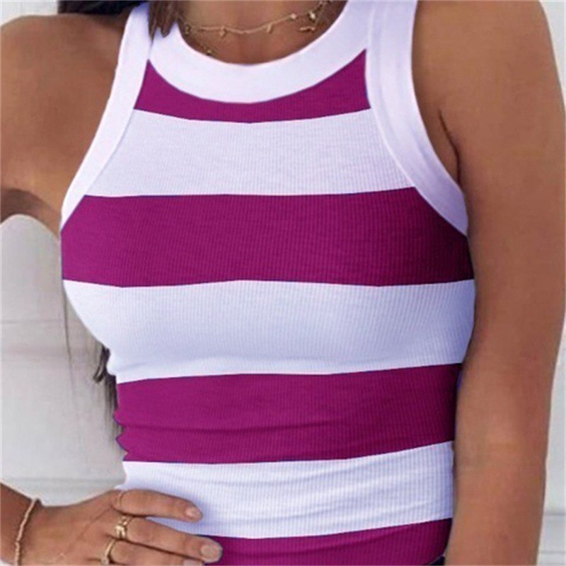 Women’s Vest I-Shaped Sexy Summer round Neck Printed Wear Printed Vest