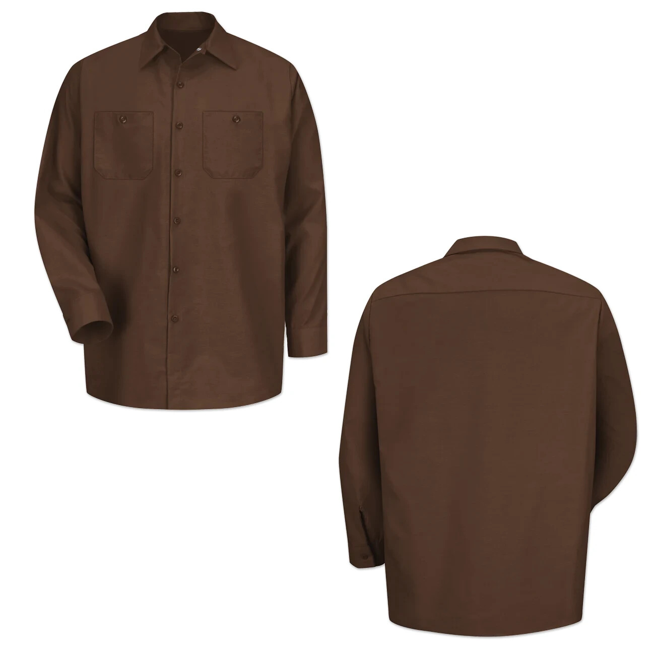 Red Kap Work Shirt Solid Color 2 Pocket Men’s Industrial Uniform Long Sleeve