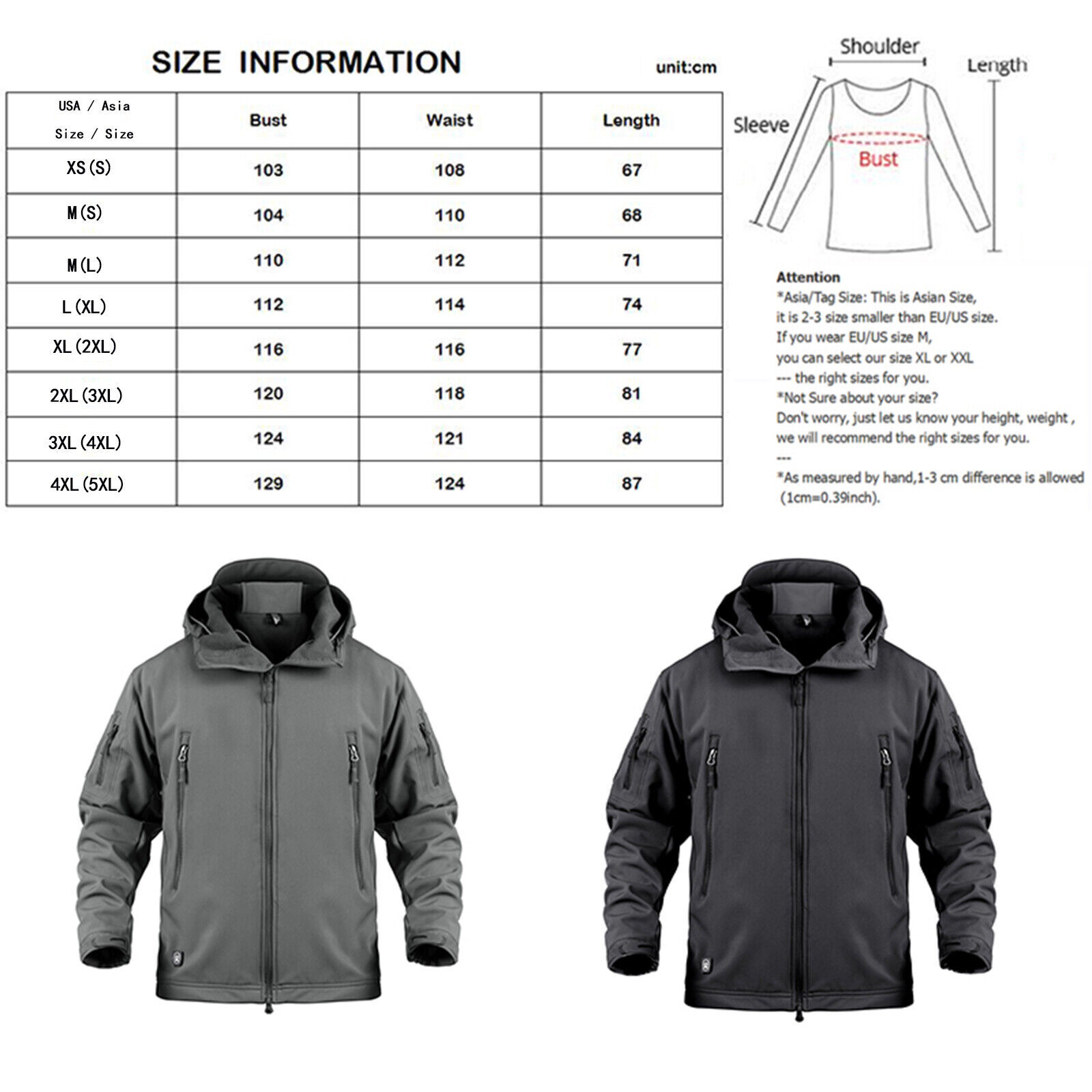 Military Mens Coat Jacket Waterproof Tactical Soft Shell Jacket Work Windbreaker
