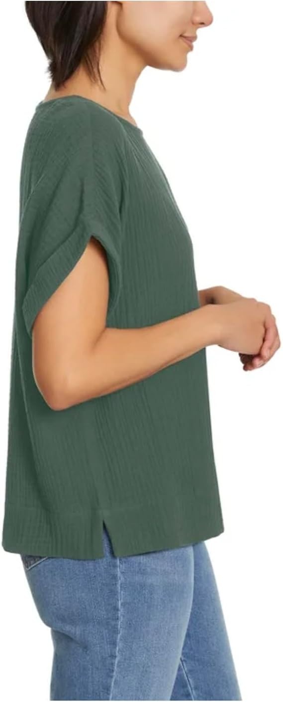Gloria Vanderbilt Women’s Short Sleeve Cotton Gauze Pullover Top
