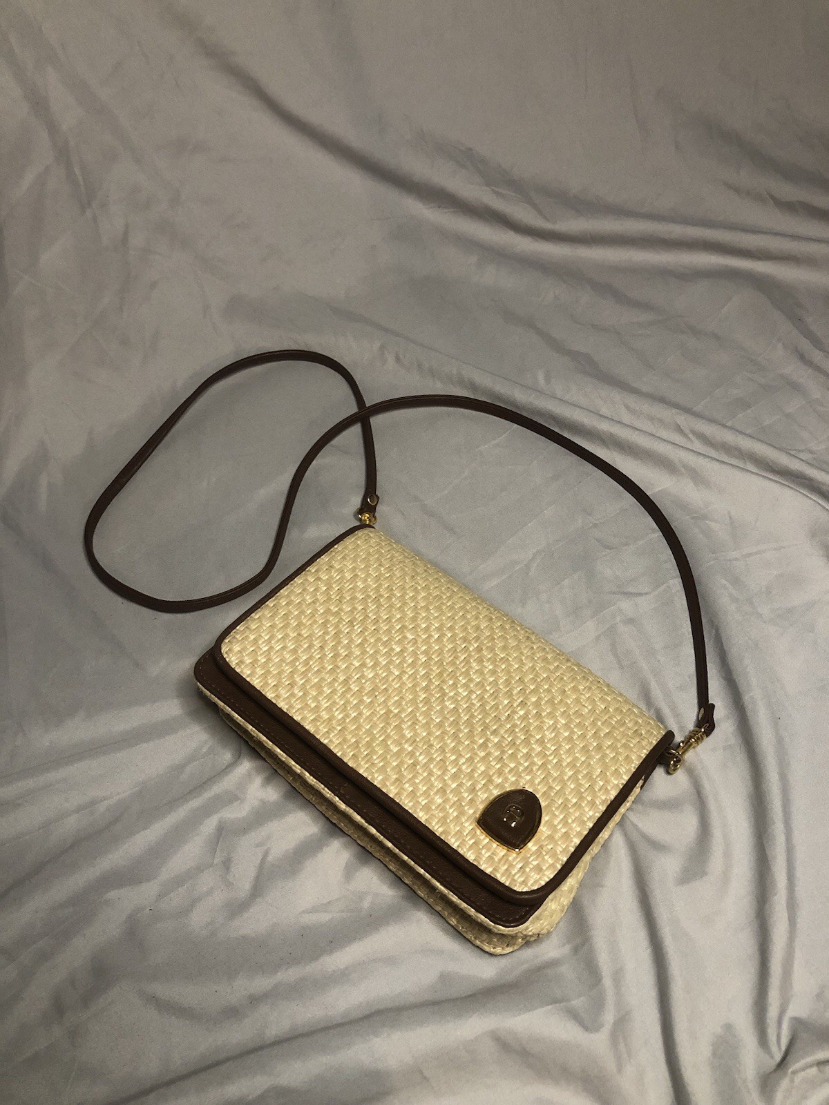 Vintage Etienne Aigner Woven Crossbody Purse 8.5 Inches