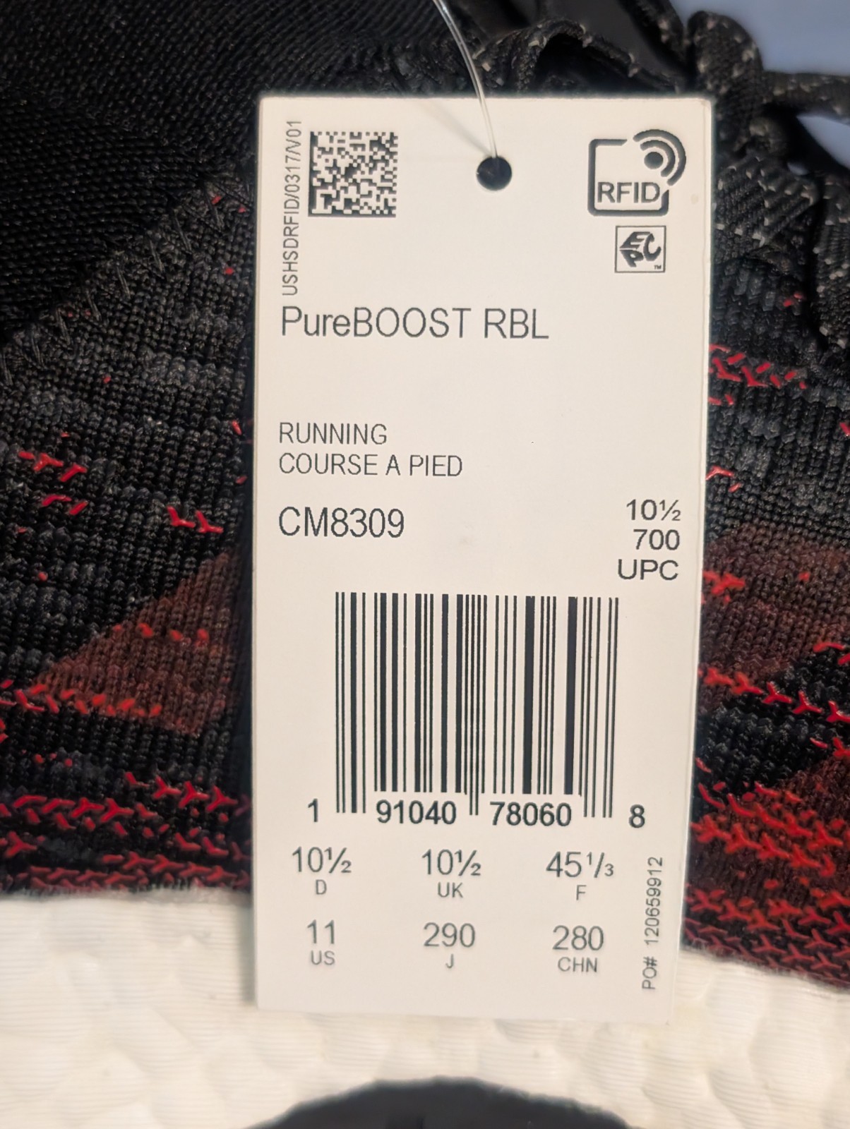 adidas PureBOOST RBL – Red / Black | Men’s US 11 | CM8309