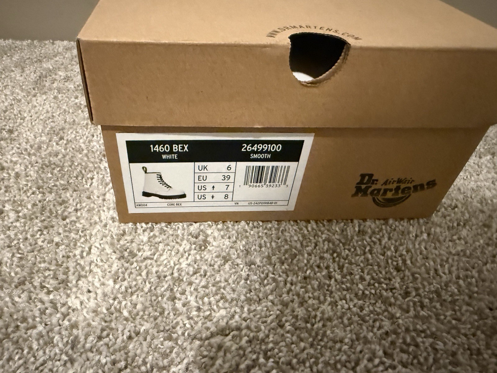 Dr. Martens 1460 BEX White Leather Combat Boots Women’s US 7 UK 6 EU 39