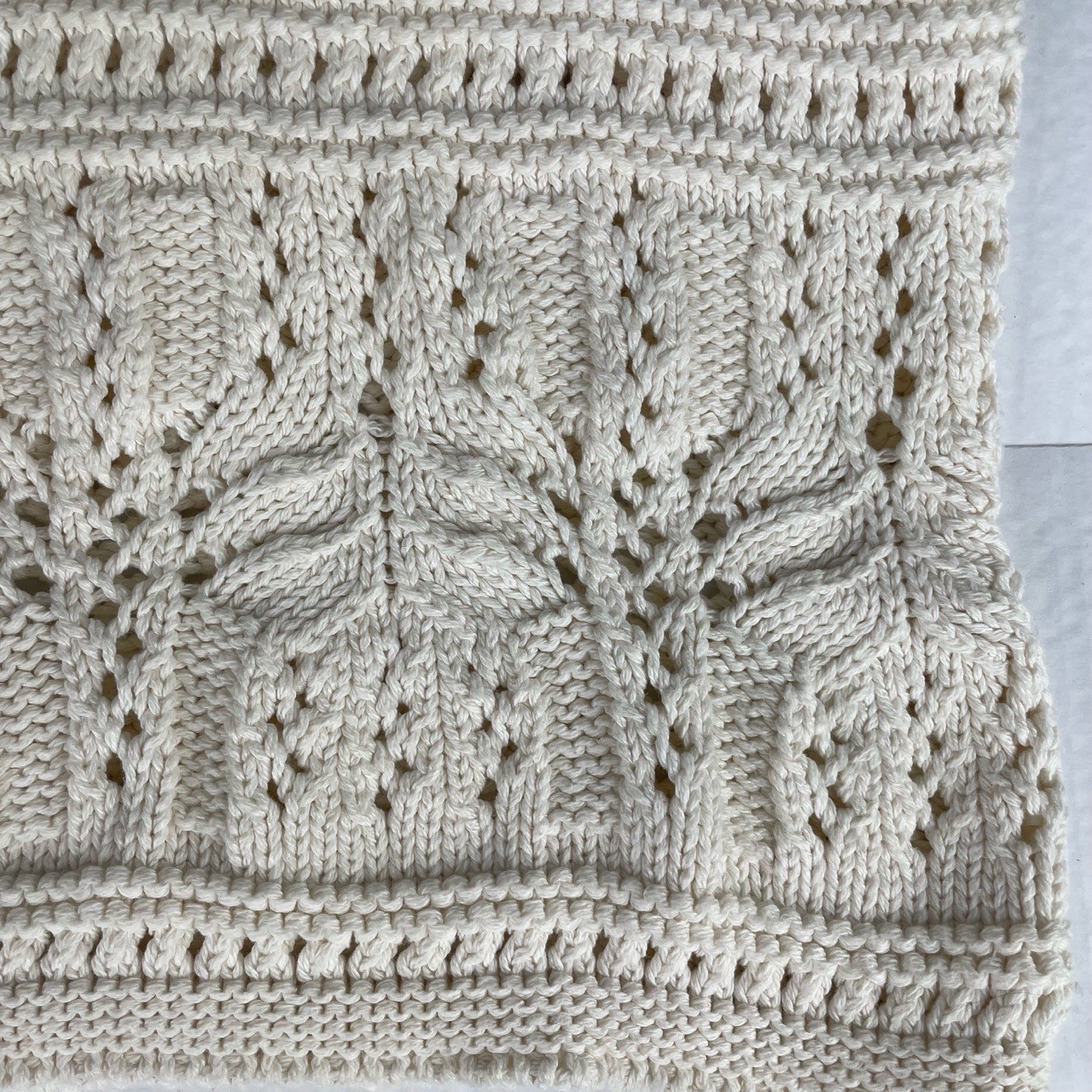 Coldwater Creek Cream Fisherman Knit Sweater Cotton Blend Crew Neck Large