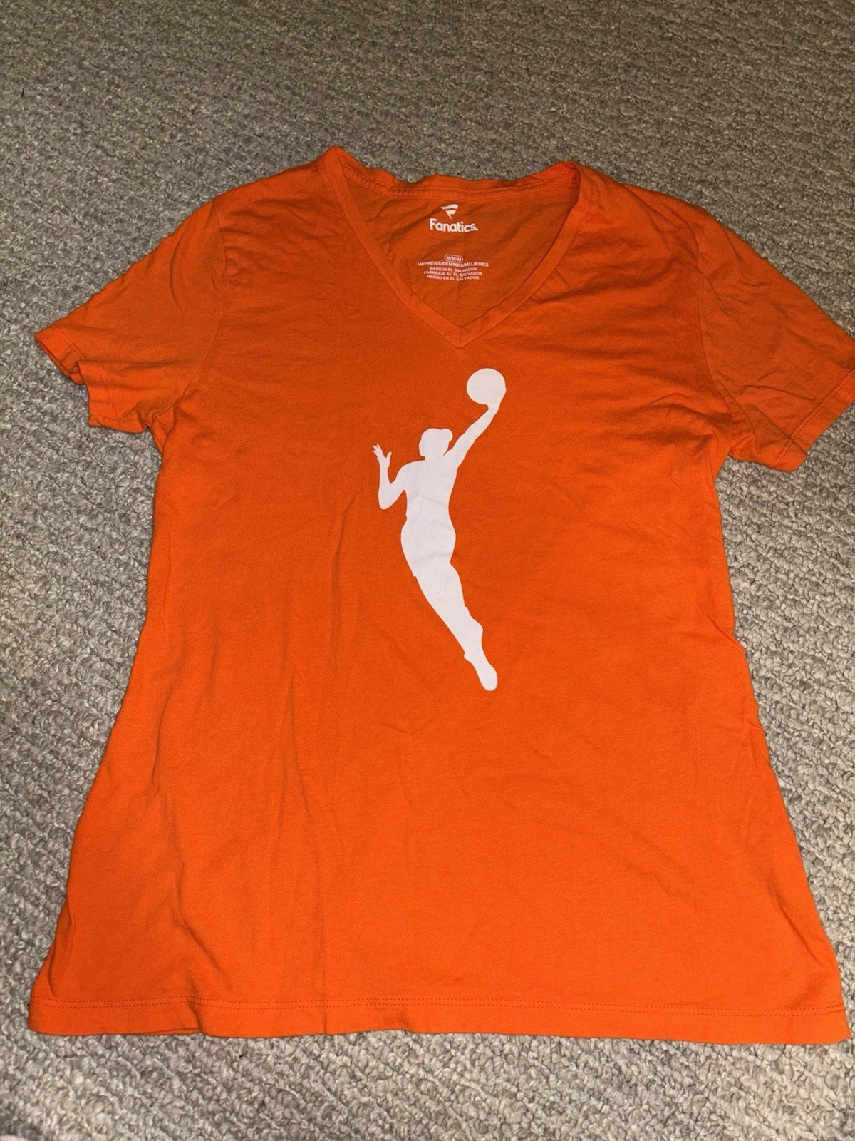 Fanatics Women’s M Orange V-Neck Short Sleeve Cotton Jersey WNBA Graphic Tee